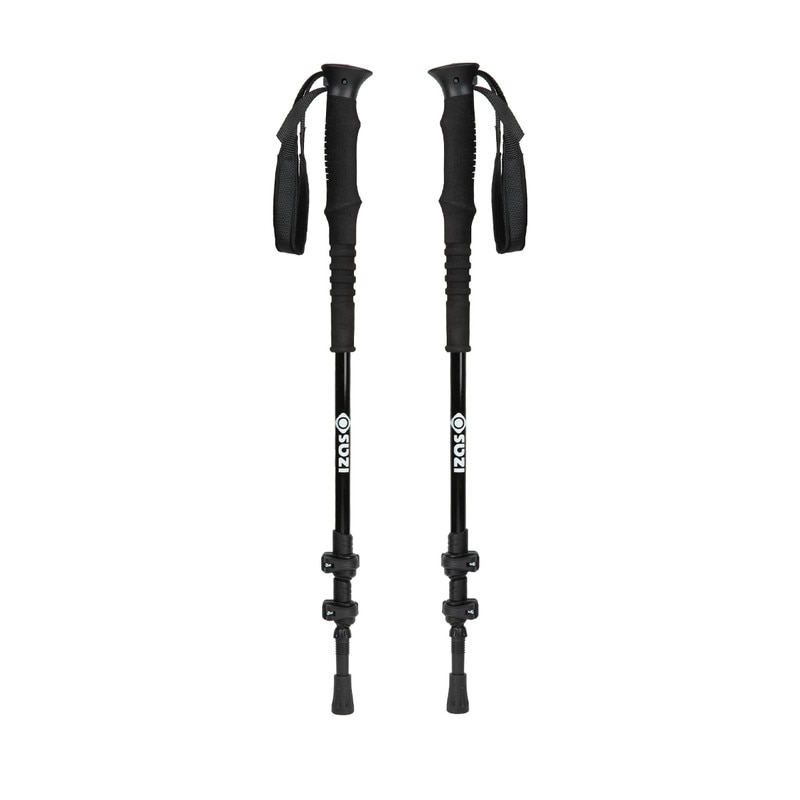 Bastón de trekking y senderismo ajustable Piura Izas - Negro Negro-1