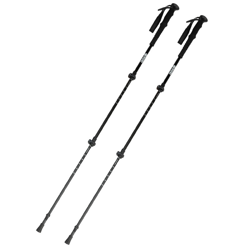 Bastón de trekking y senderismo ajustable Piura Izas - Negro Negro-3