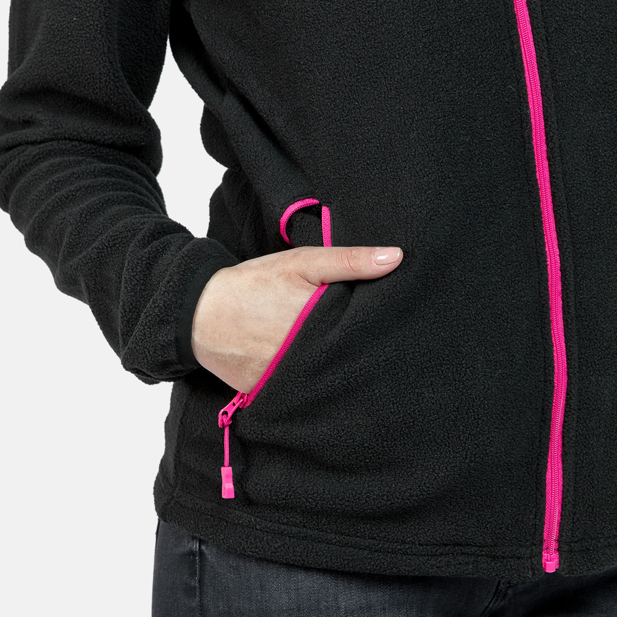 Forro polar de mujer PADRU W Izas - Negro / Rosa Negro / Rosa-5