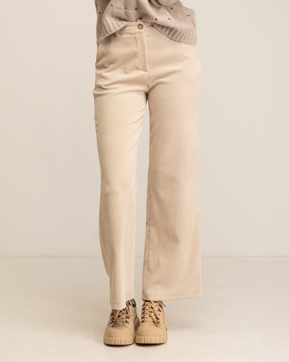 Pantalon Recto Pana Mango Mujer Mango Pantalon Pana Mujer Crudo