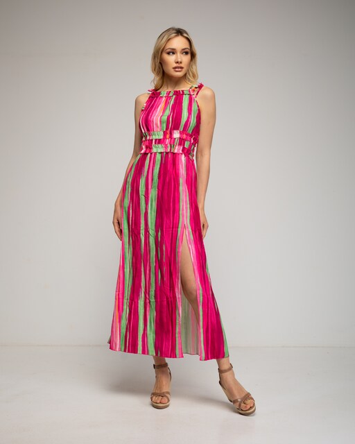 Imagen 0 de Vestido largo con estampado de rayas