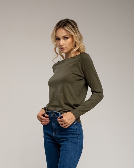 Imagen 0 de Jersey de mujer de punto fino cuelllo barco