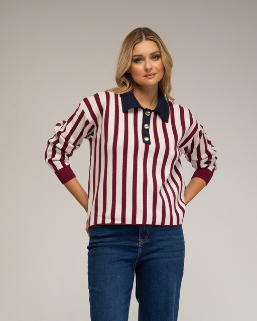 Imagen 0 de Jersey de mujer tipo polo de rayas