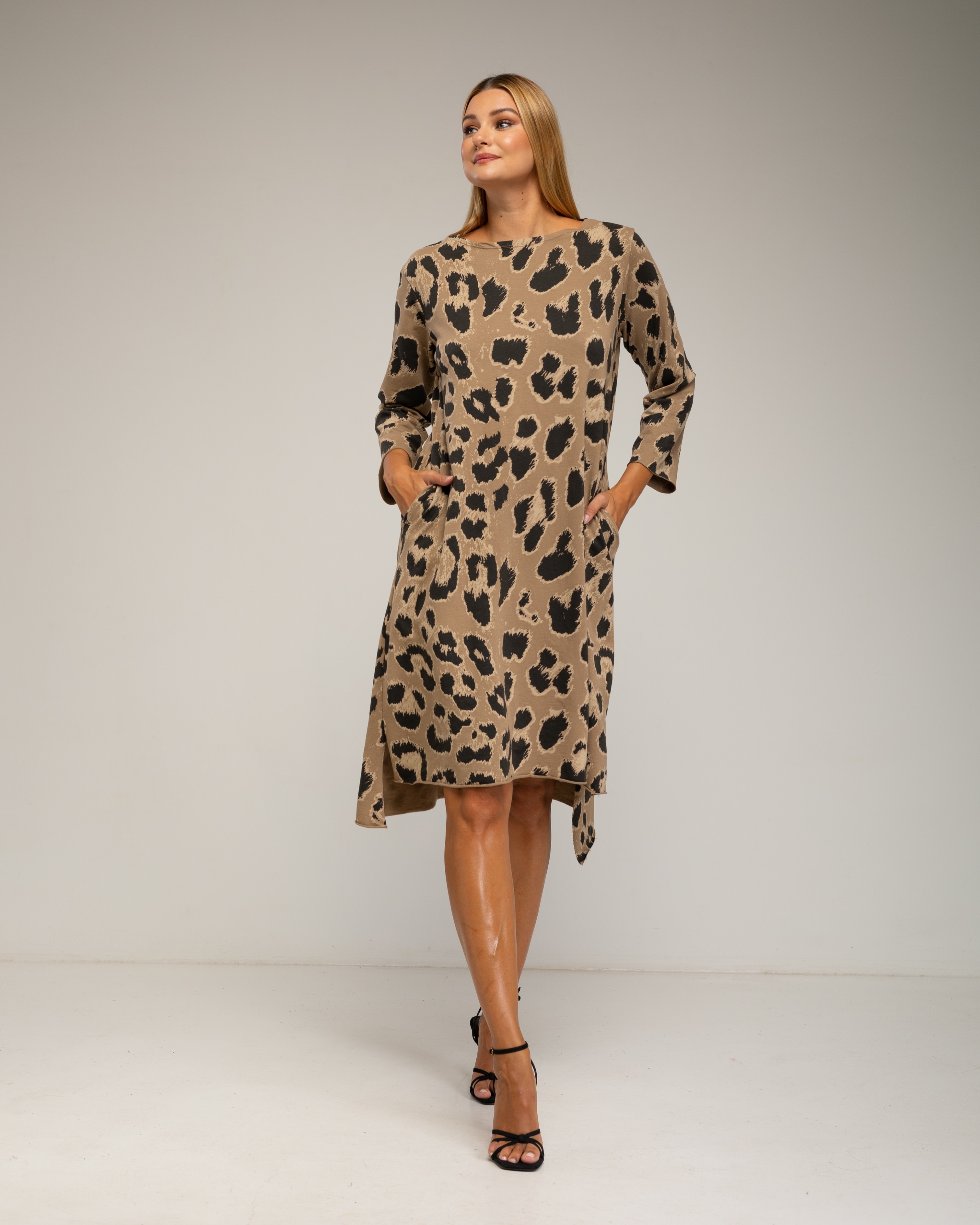 Vestido oversize de estampado animal print - Tantra - Camel Camel-1