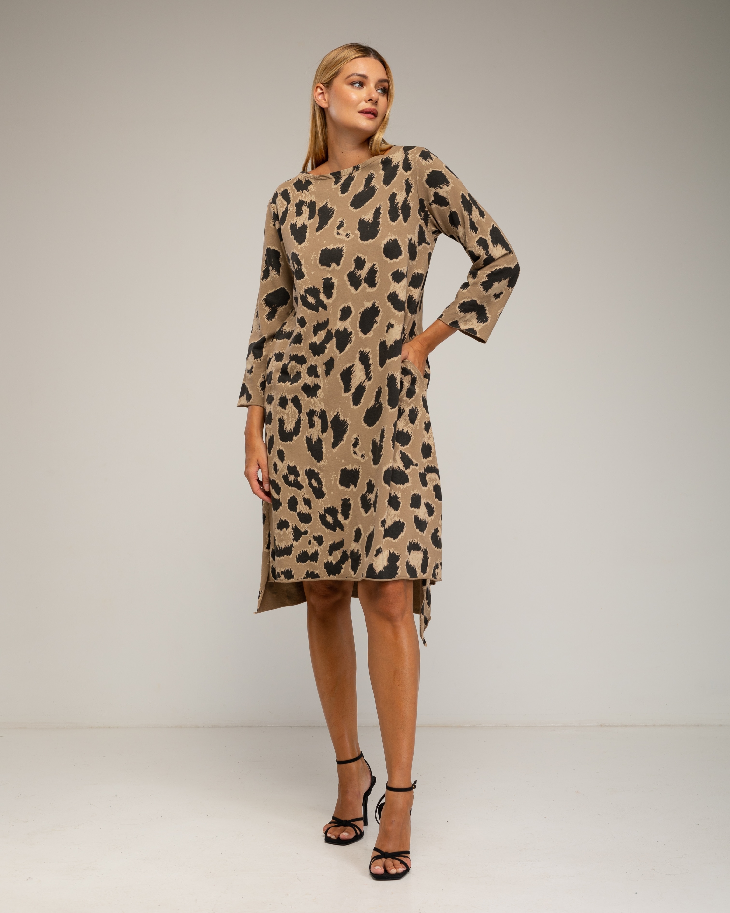 Vestido oversize de estampado animal print - Tantra - Camel Camel-2