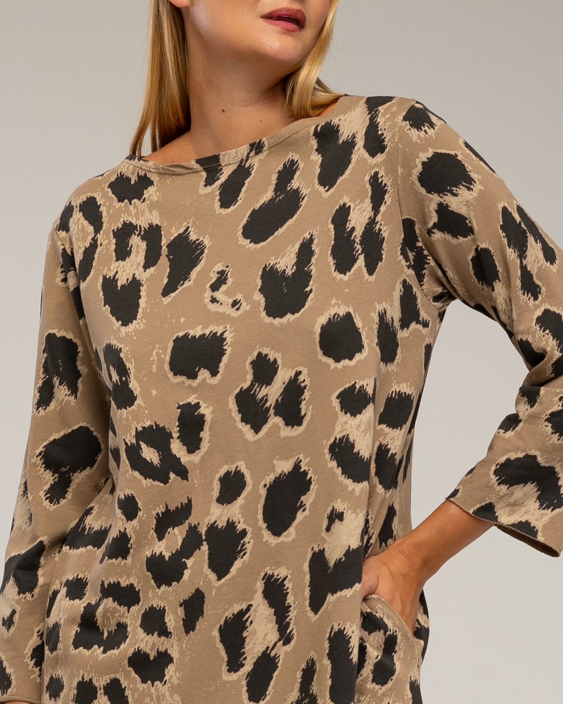 Vestido oversize de estampado animal print - Tantra - Camel Camel-4