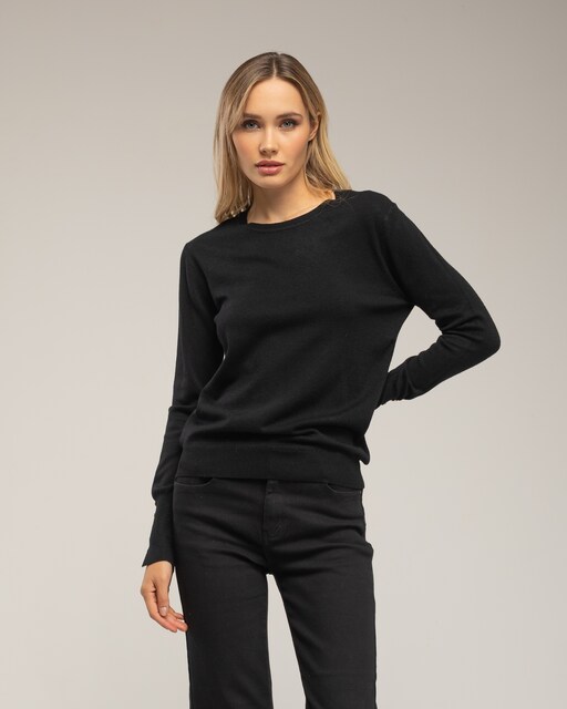 Imagen 0 de Jersey de mujer de punto fino con lana y  botones dorados en los puños