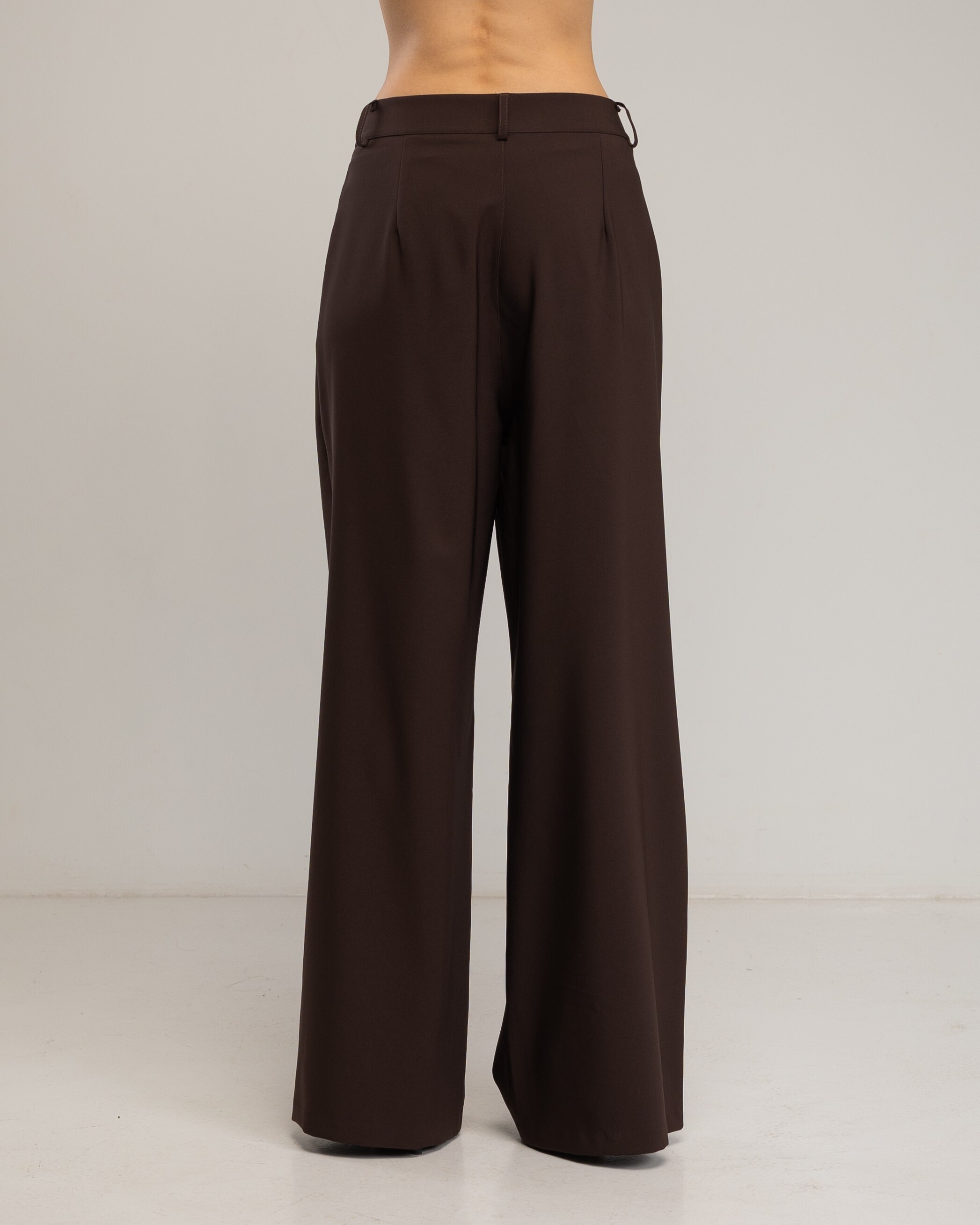 Pantalón de mujer de vestir amplio con pinzas - Tantra - Marrón oscuro Marrón oscuro-3