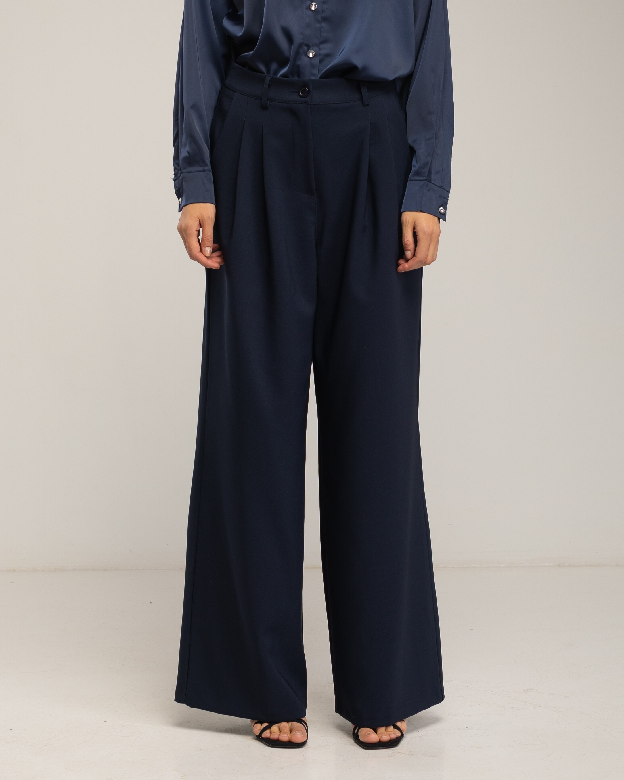 Pantalón de mujer de vestir amplio con pinzas - Tantra - Azul marino Azul marino-2