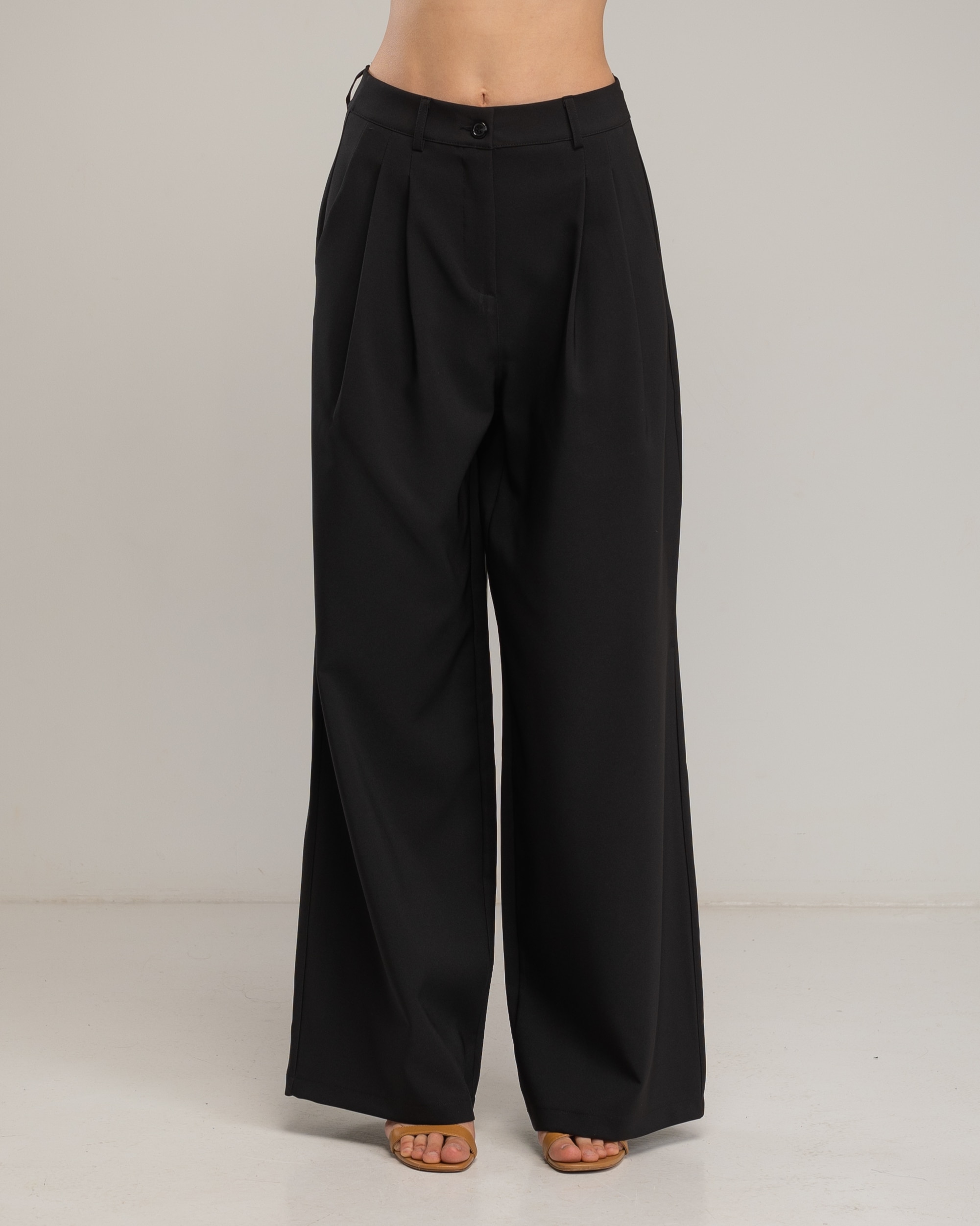 Pantalón de mujer de vestir amplio con pinzas - Tantra - Negro Negro-2