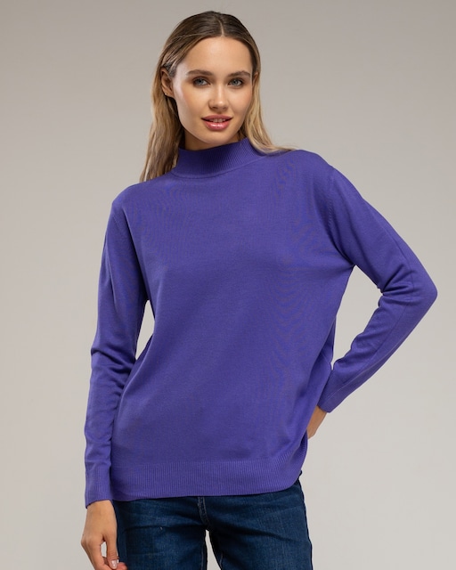 Imagen 0 de Jersey de mujer de punto fino básico con cuello perkins