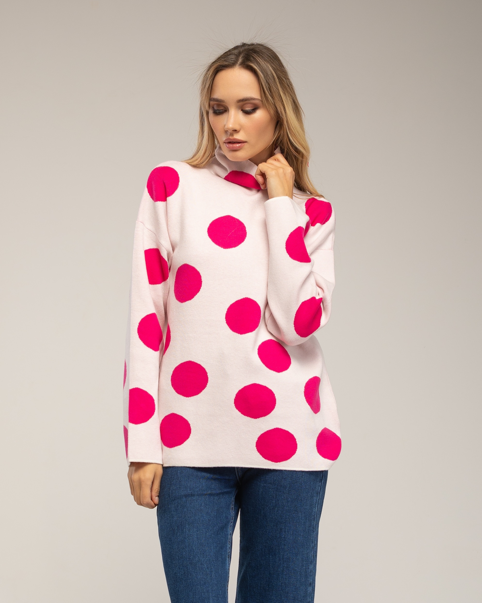 Jersey de mujer amplio de lunares - Tantra - Rosa Rosa-1
