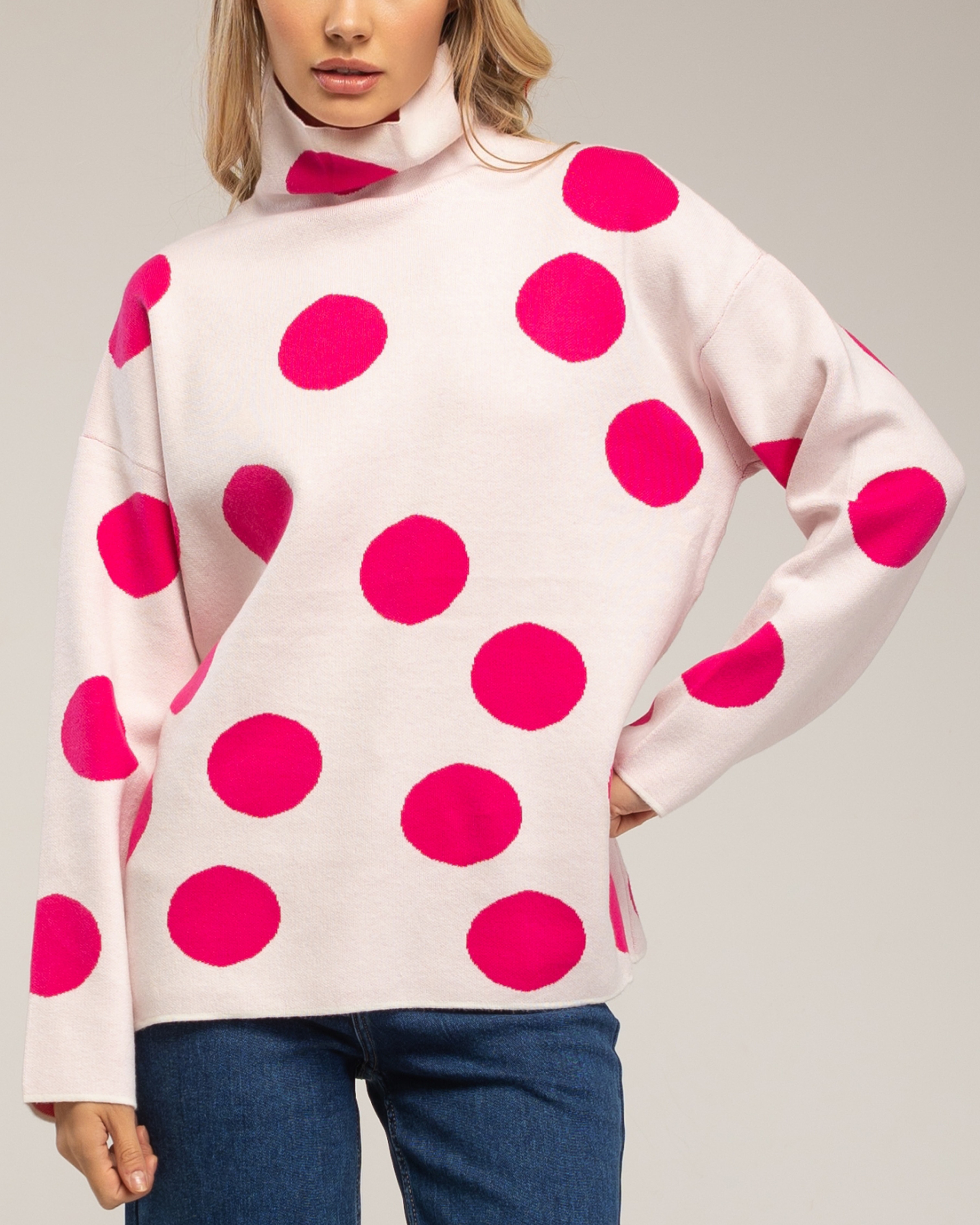 Jersey de mujer amplio de lunares - Tantra - Rosa Rosa-3