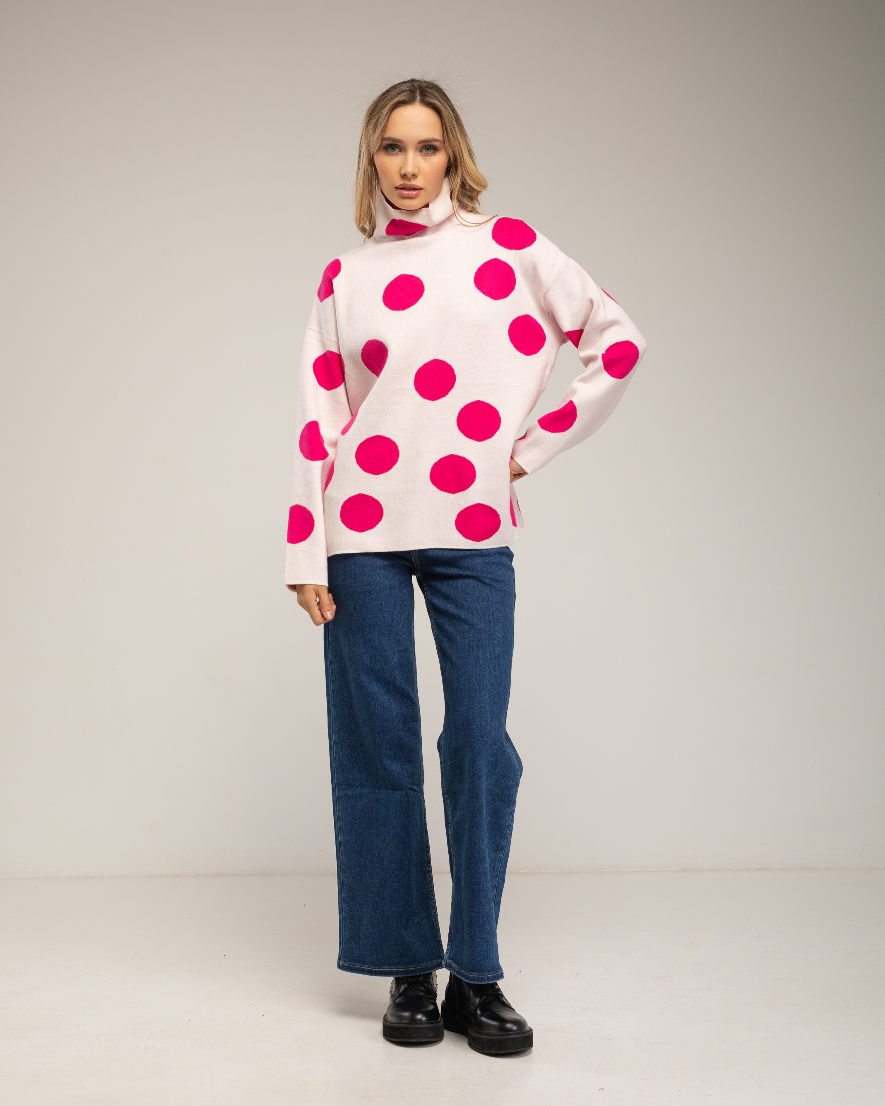 Jersey de mujer amplio de lunares - Tantra - Rosa Rosa-4