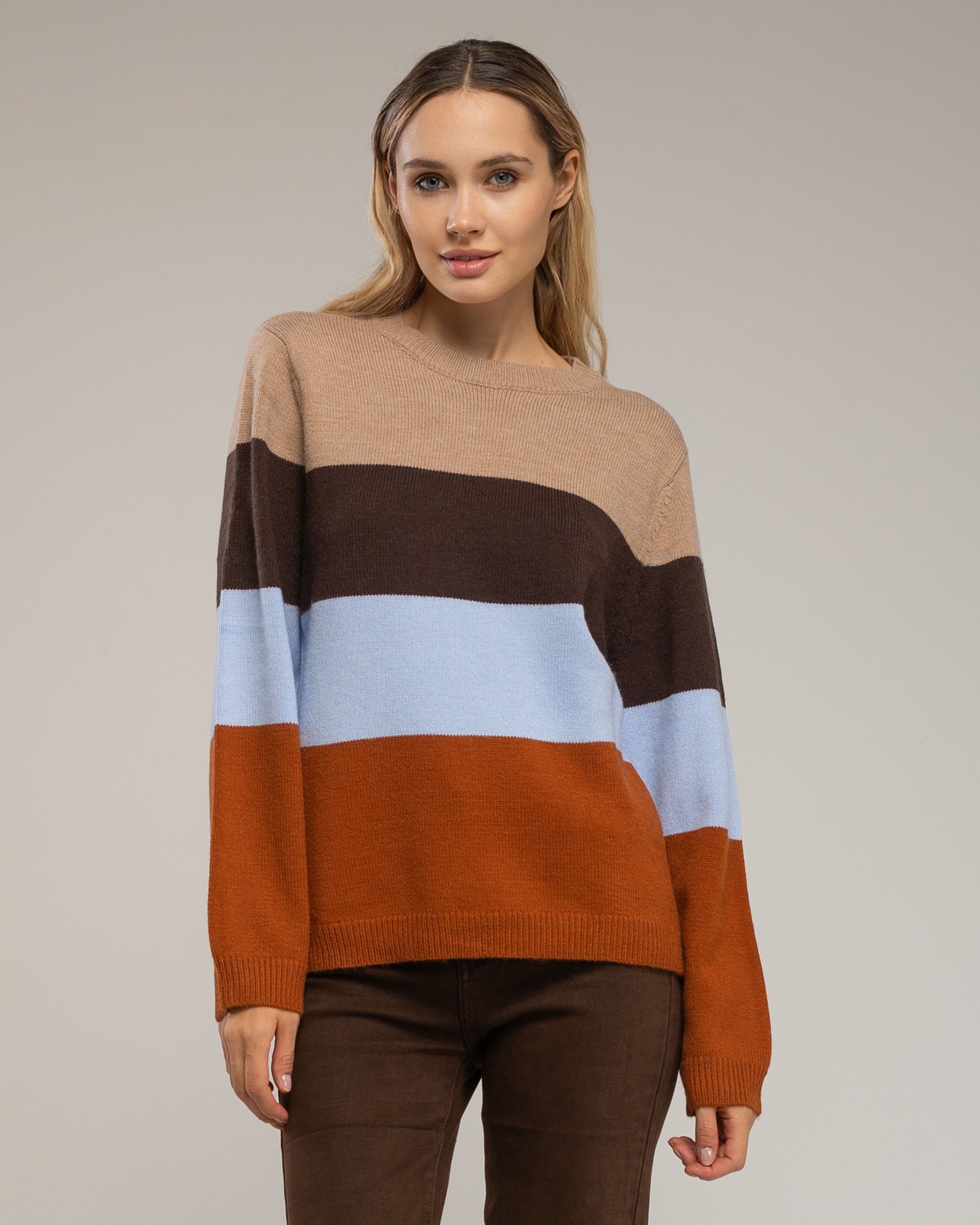 Jersey de mujer con franjas de colores - Tantra - Beige Beige-1
