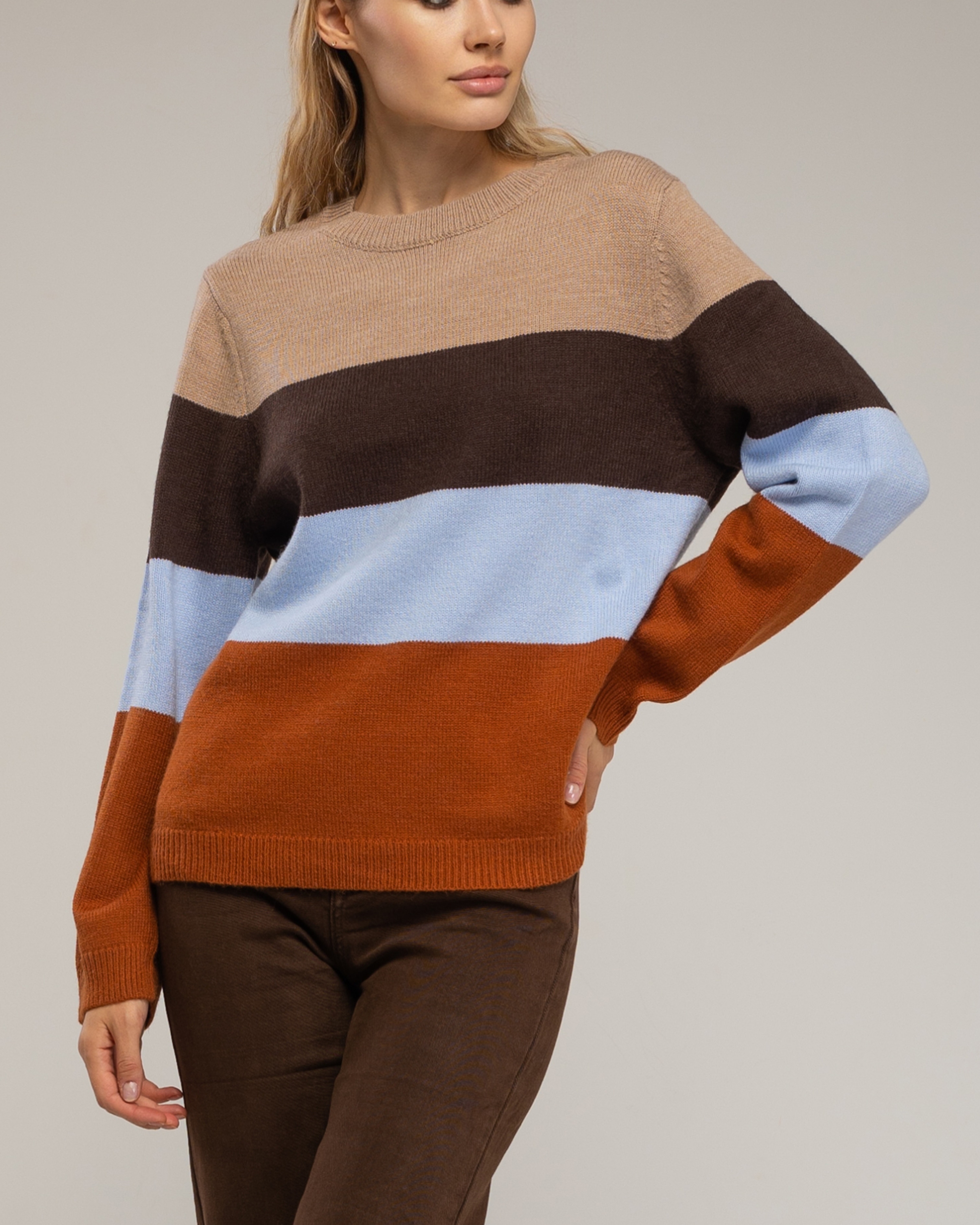 Jersey de mujer con franjas de colores - Tantra - Beige Beige-3