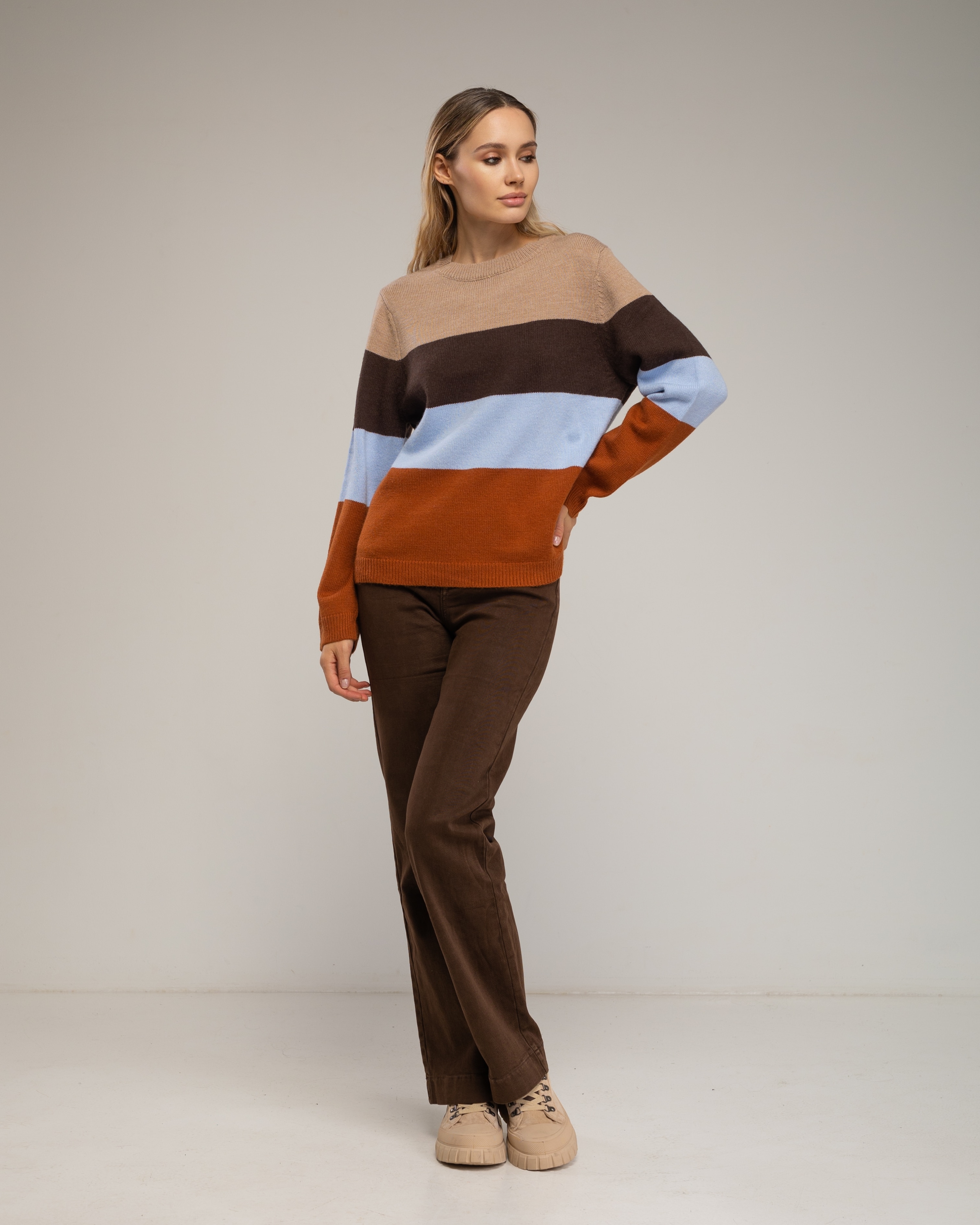 Jersey de mujer con franjas de colores - Tantra - Beige Beige-4