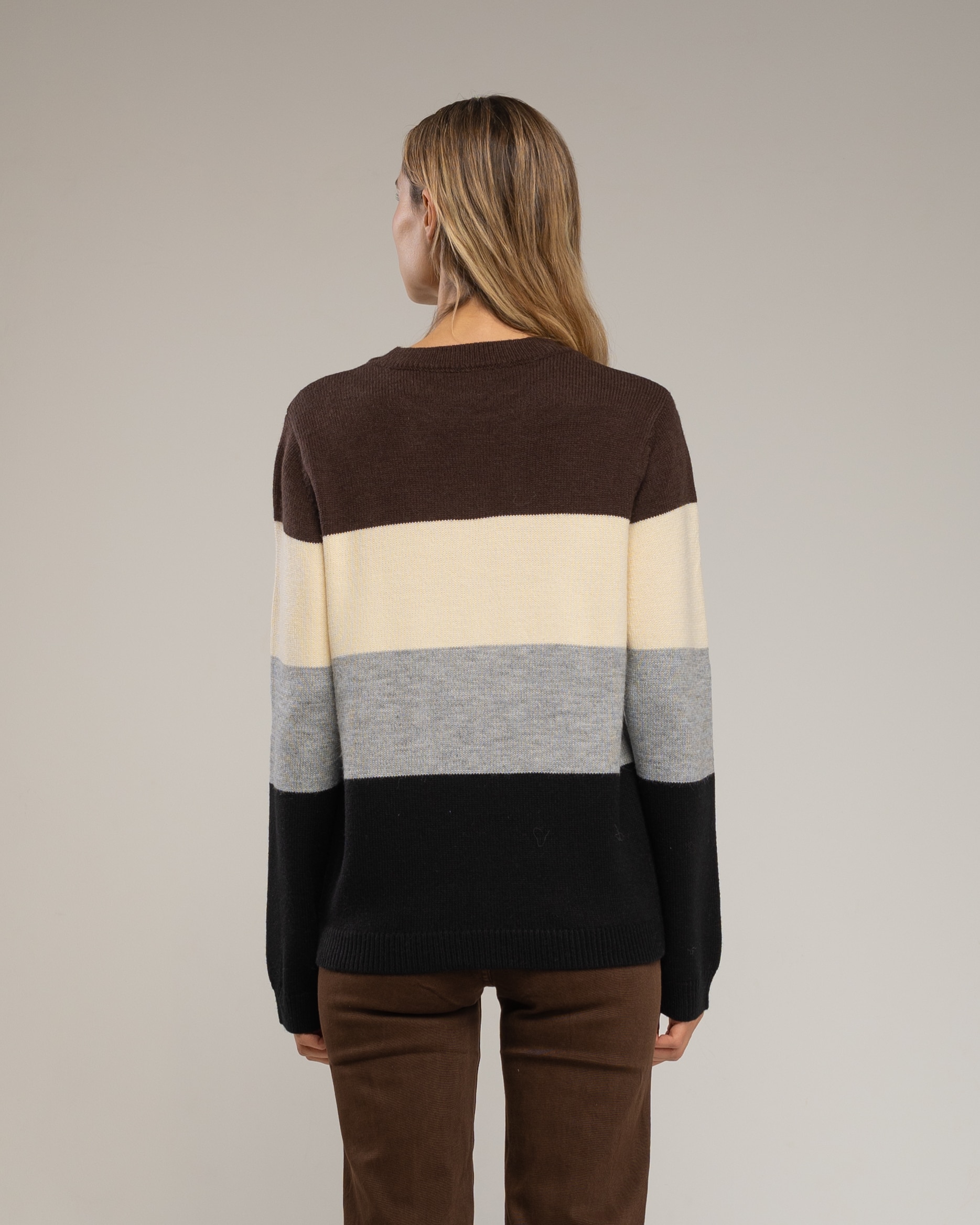 Jersey de mujer con franjas de colores - Tantra - Marrón oscuro Marrón oscuro-2