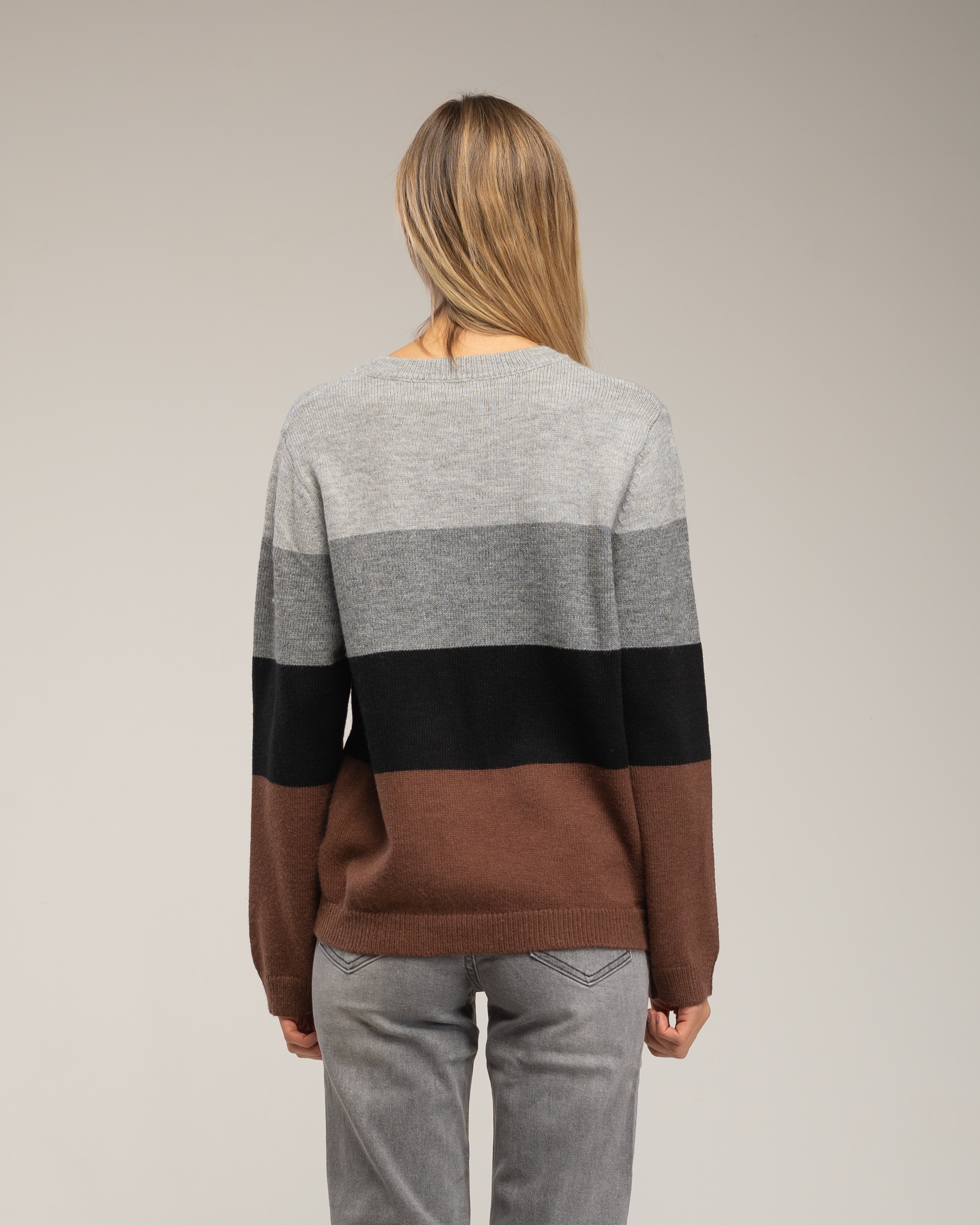 Jersey de mujer con franjas de colores - Tantra - Gris / Negro Gris / Negro-2