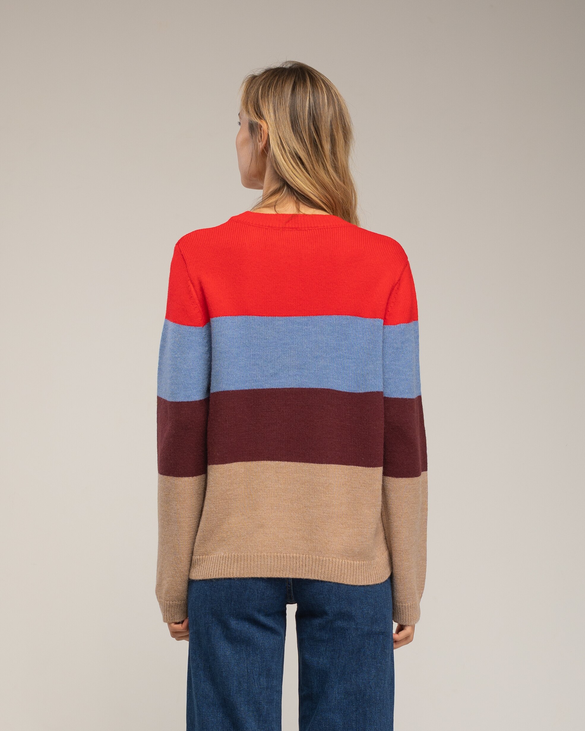 Jersey de mujer con franjas de colores - Tantra - Rojo Rojo-2