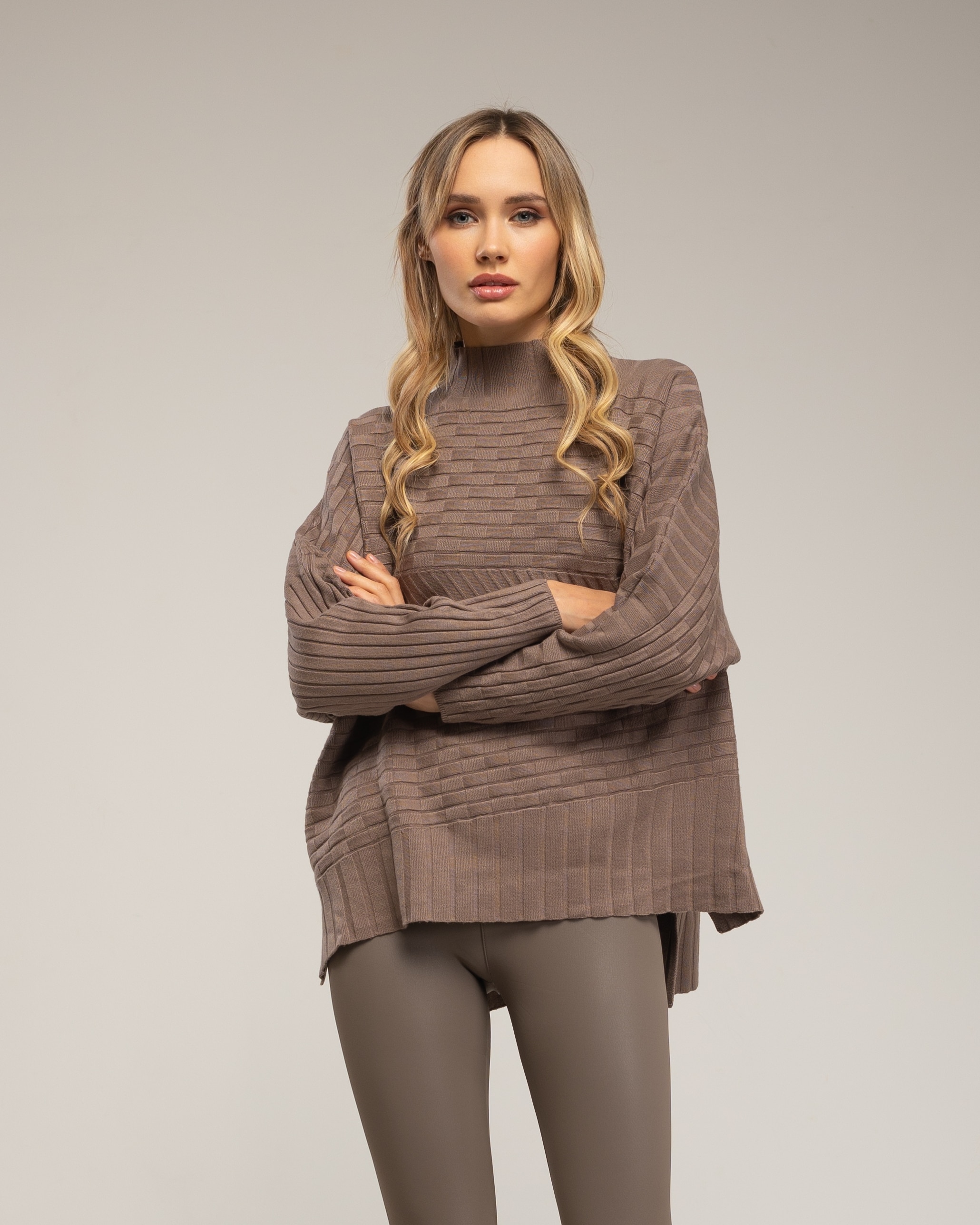 Tantra - Jersey de mujer con textura de rayas y cuadros.