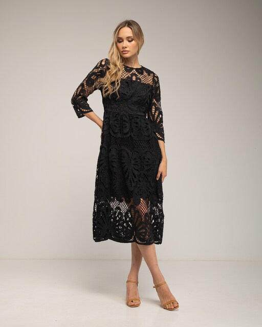 Imagen 0 de Vestido midi de guipur