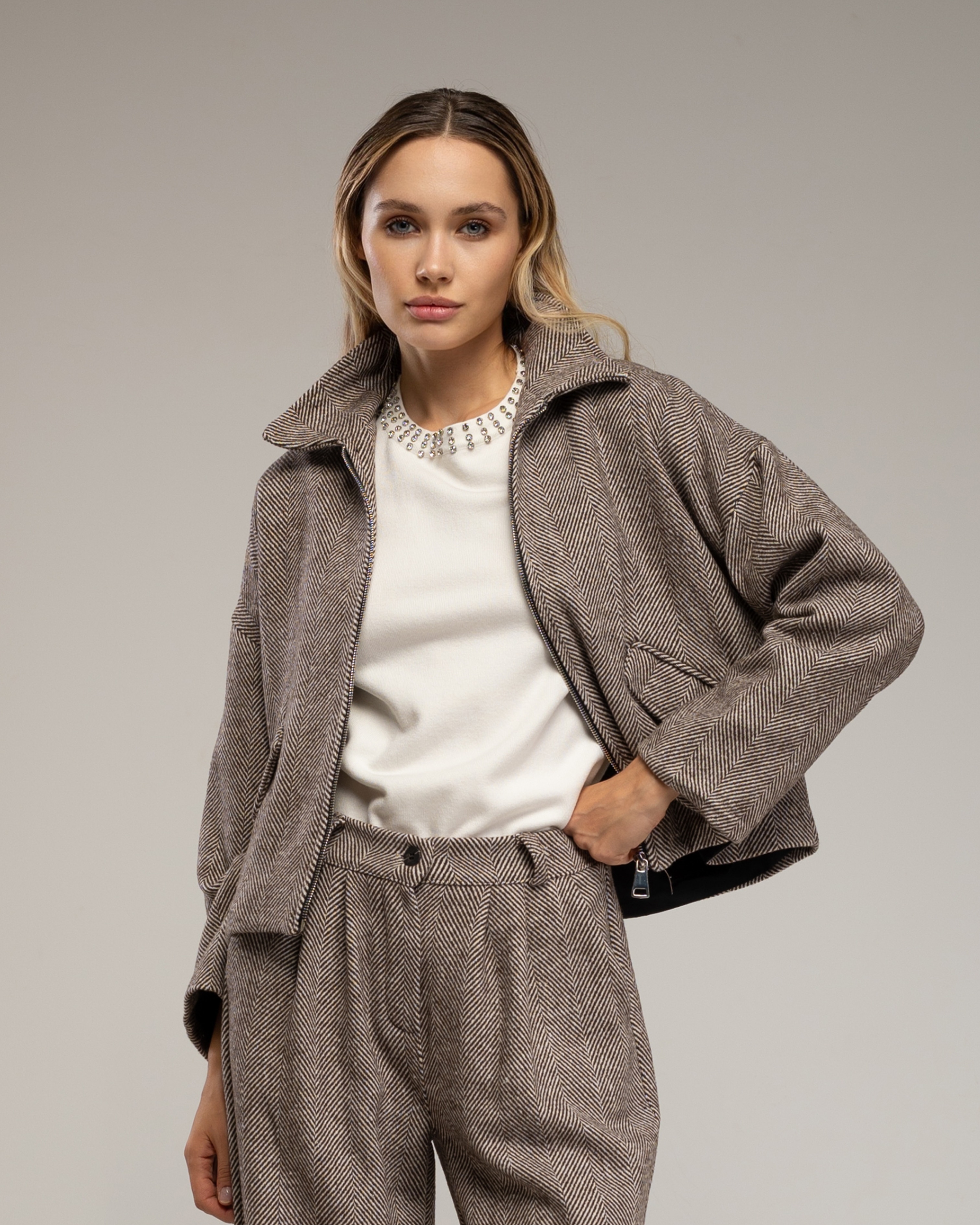 Chaqueta de mujer de espiguilla - Tantra - Marrón oscuro Marrón oscuro-1