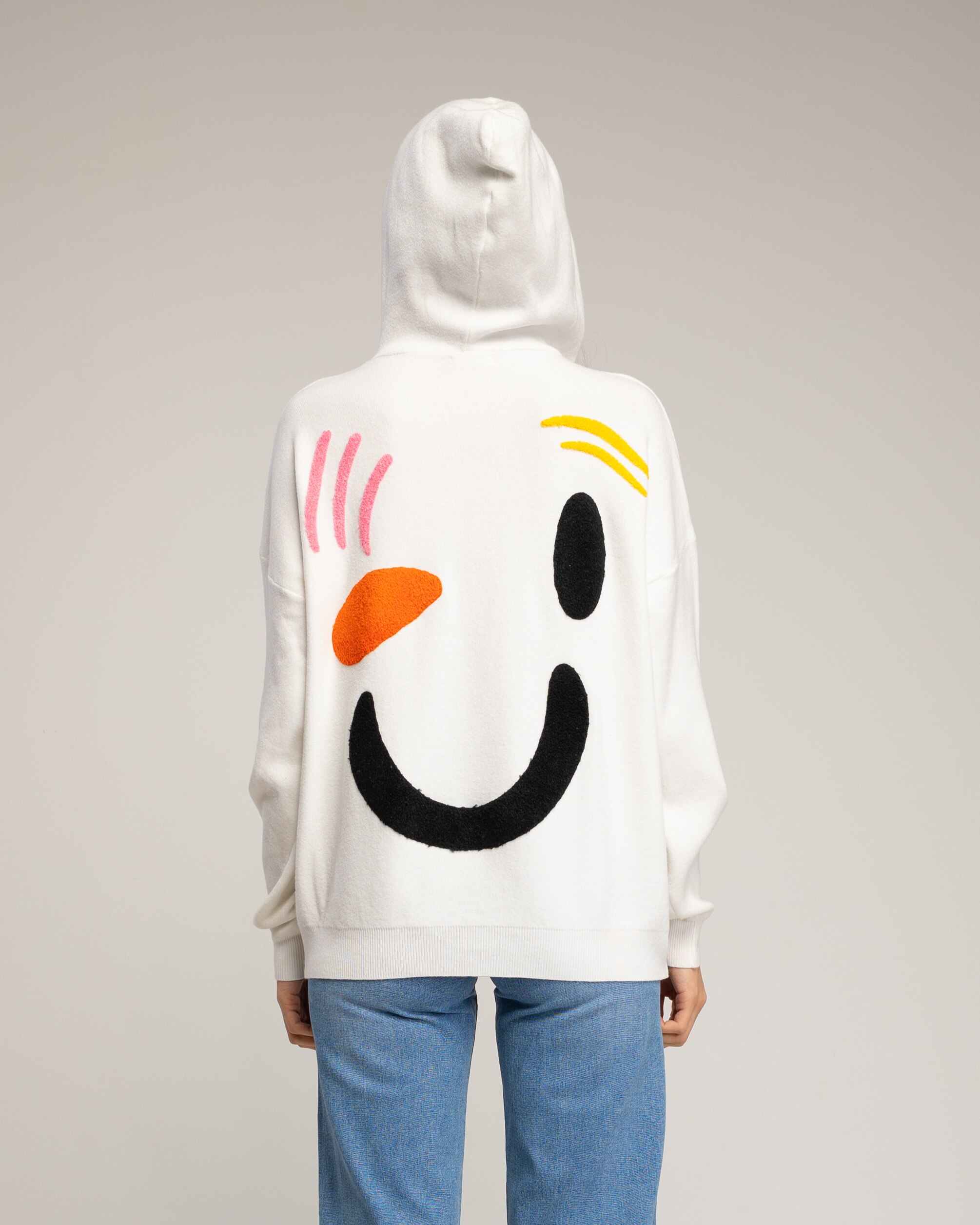 Jersey de punto de mujer con capucha y dibujos - Tantra - Blanco Blanco-2