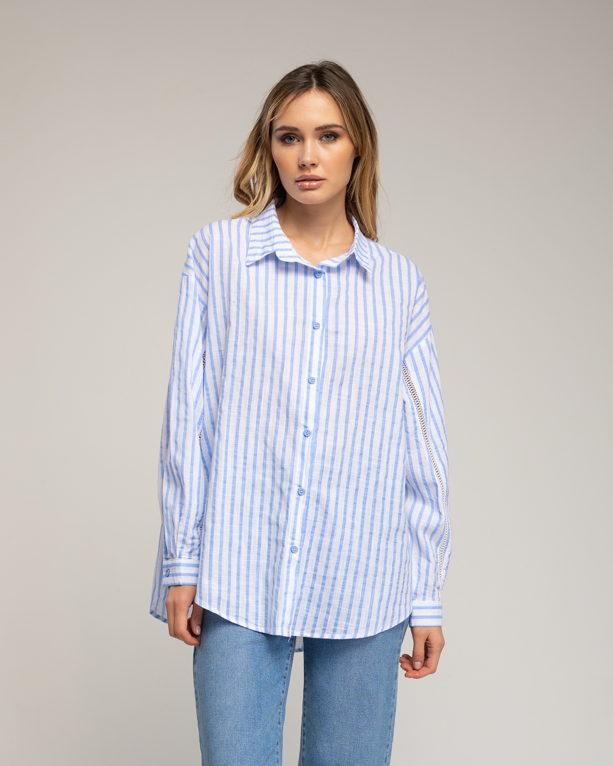 Tantra - Camisa de mujer de algodón amplia de rayas.
