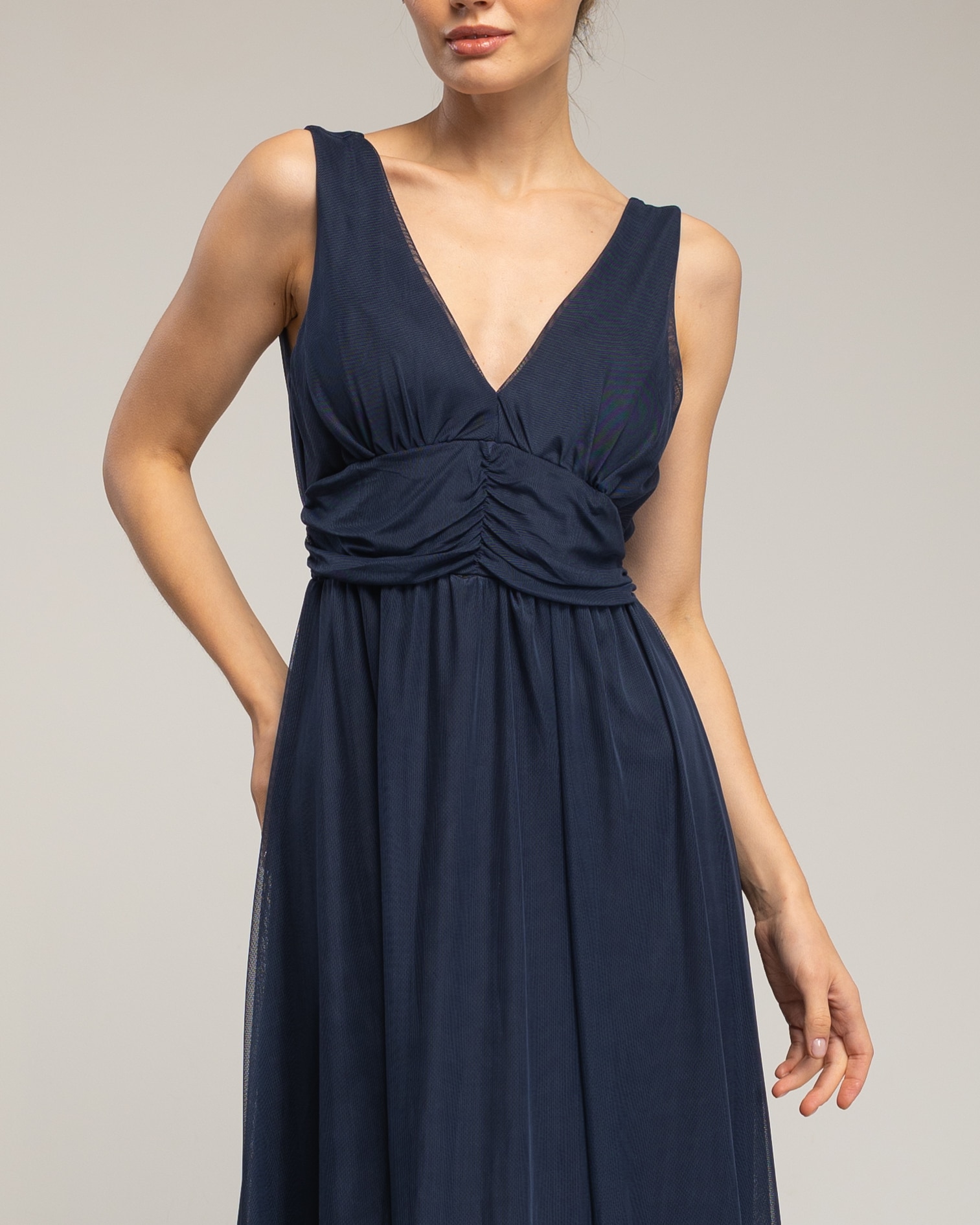 Vestido largo de tul de tirantes - Tantra - Azul marino Azul marino-4