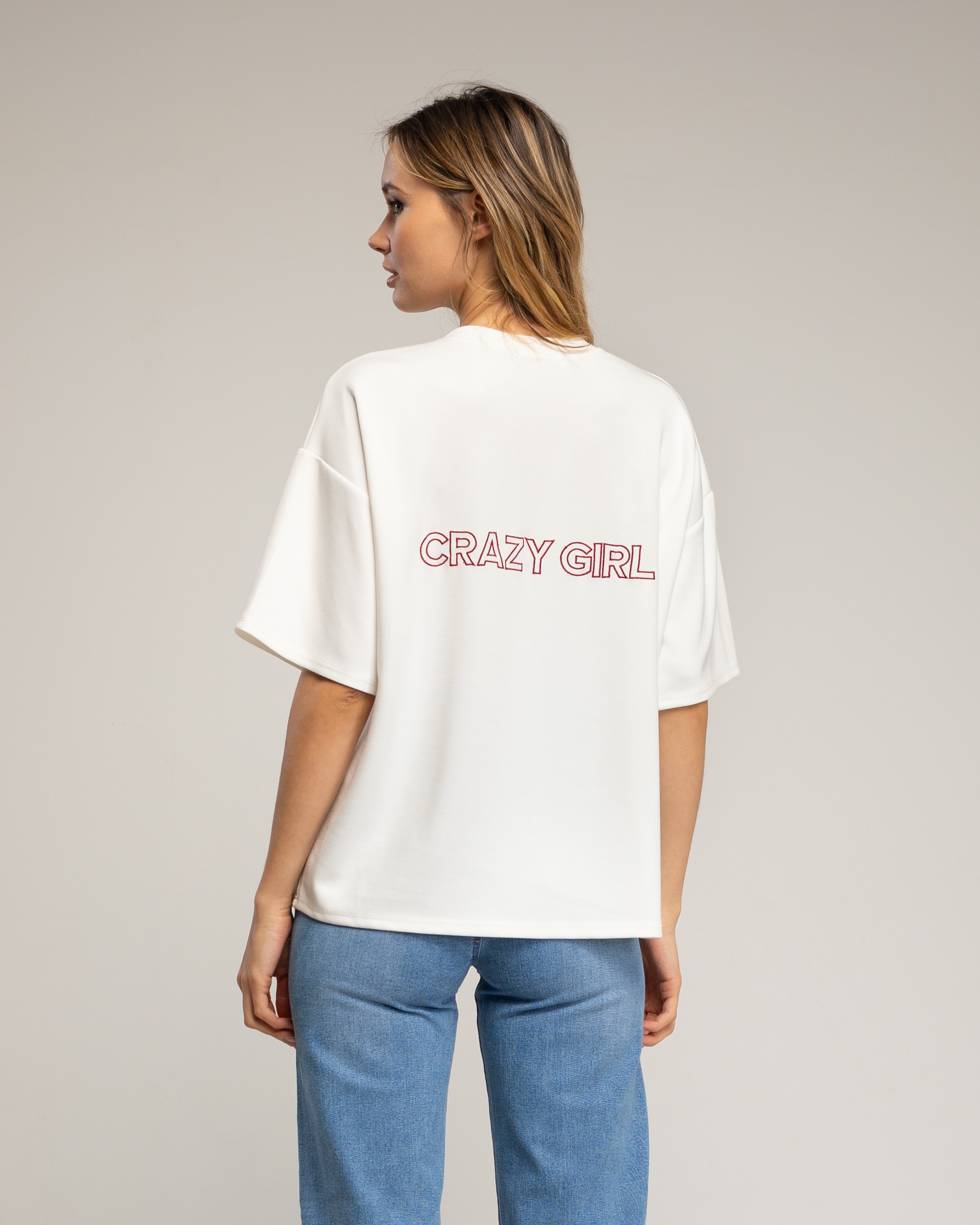 Top de mujer de manga corte con texto crazy girl - Tantra - Crudo Crudo-2