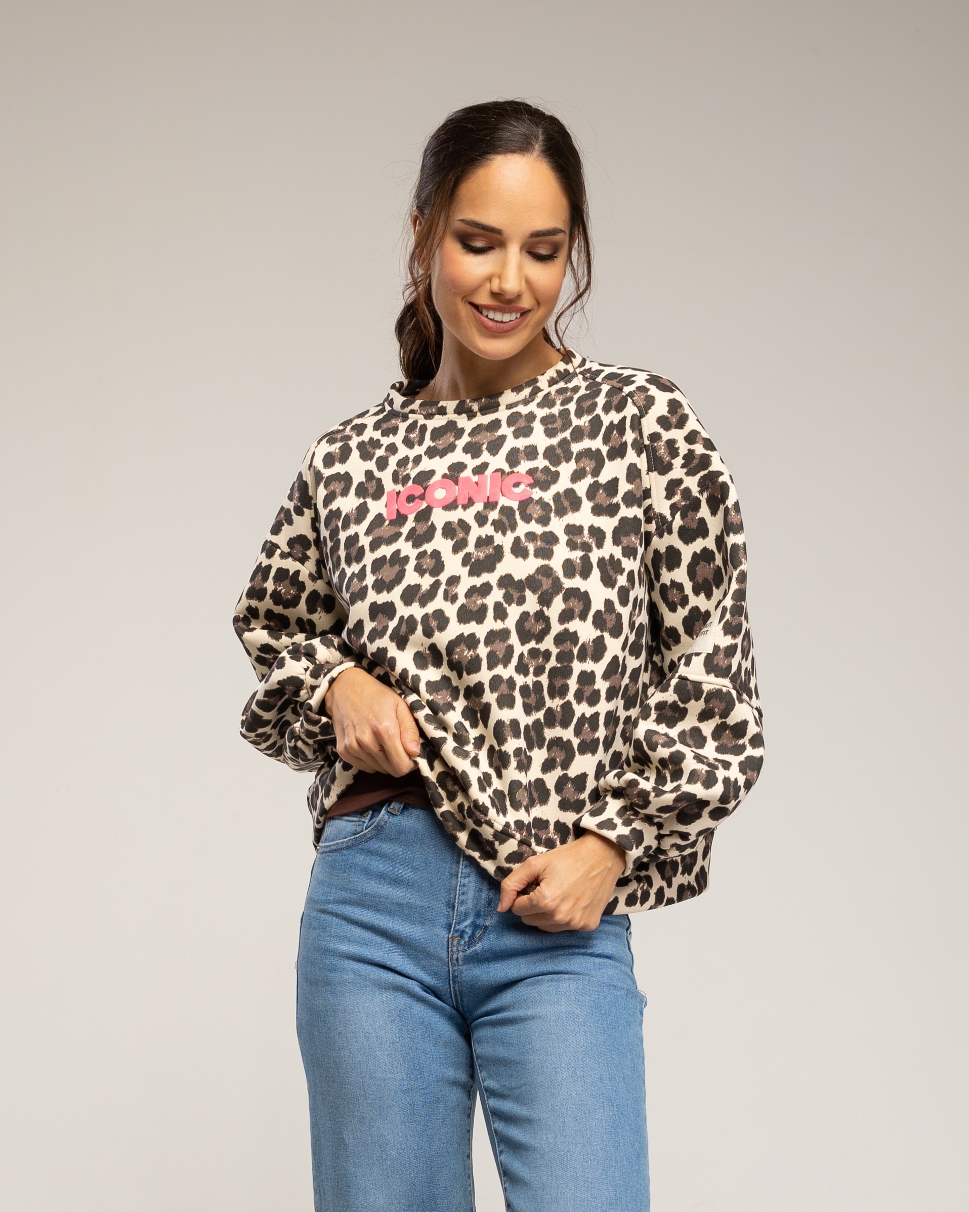 Tantra - Sudadera de mujer de algodón estampado animal print.