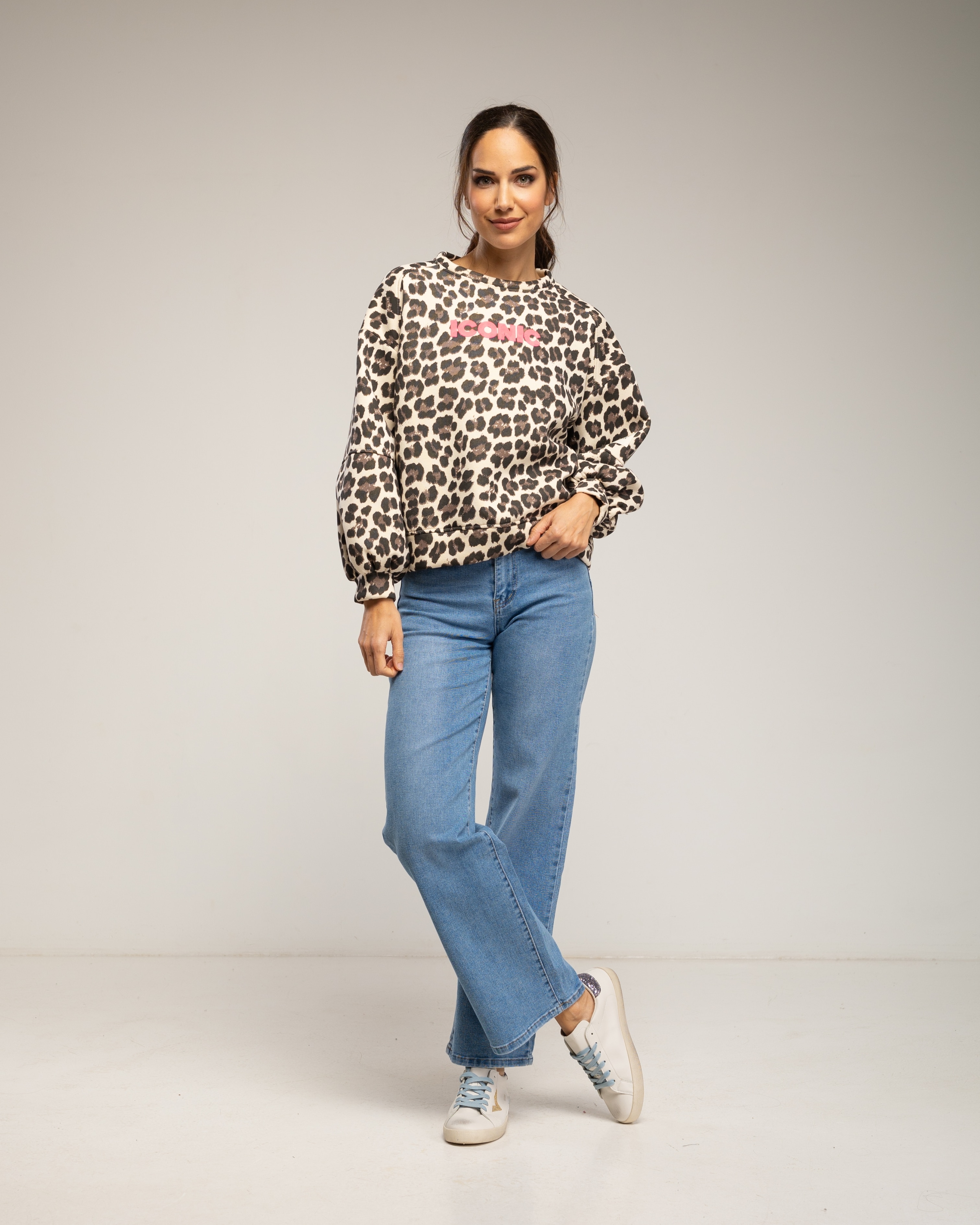 Sudadera de mujer de algodón estampado animal print - Tantra - Beige Beige-4