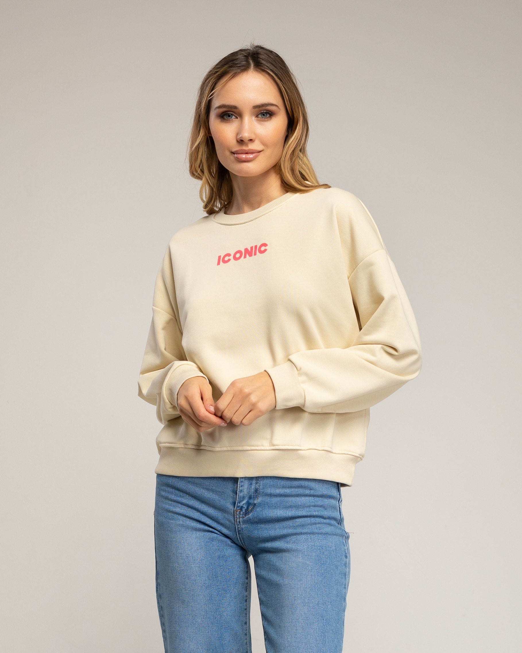 Sudadera de mujer con tecto iconic fluor - Tantra - Beige Beige-1