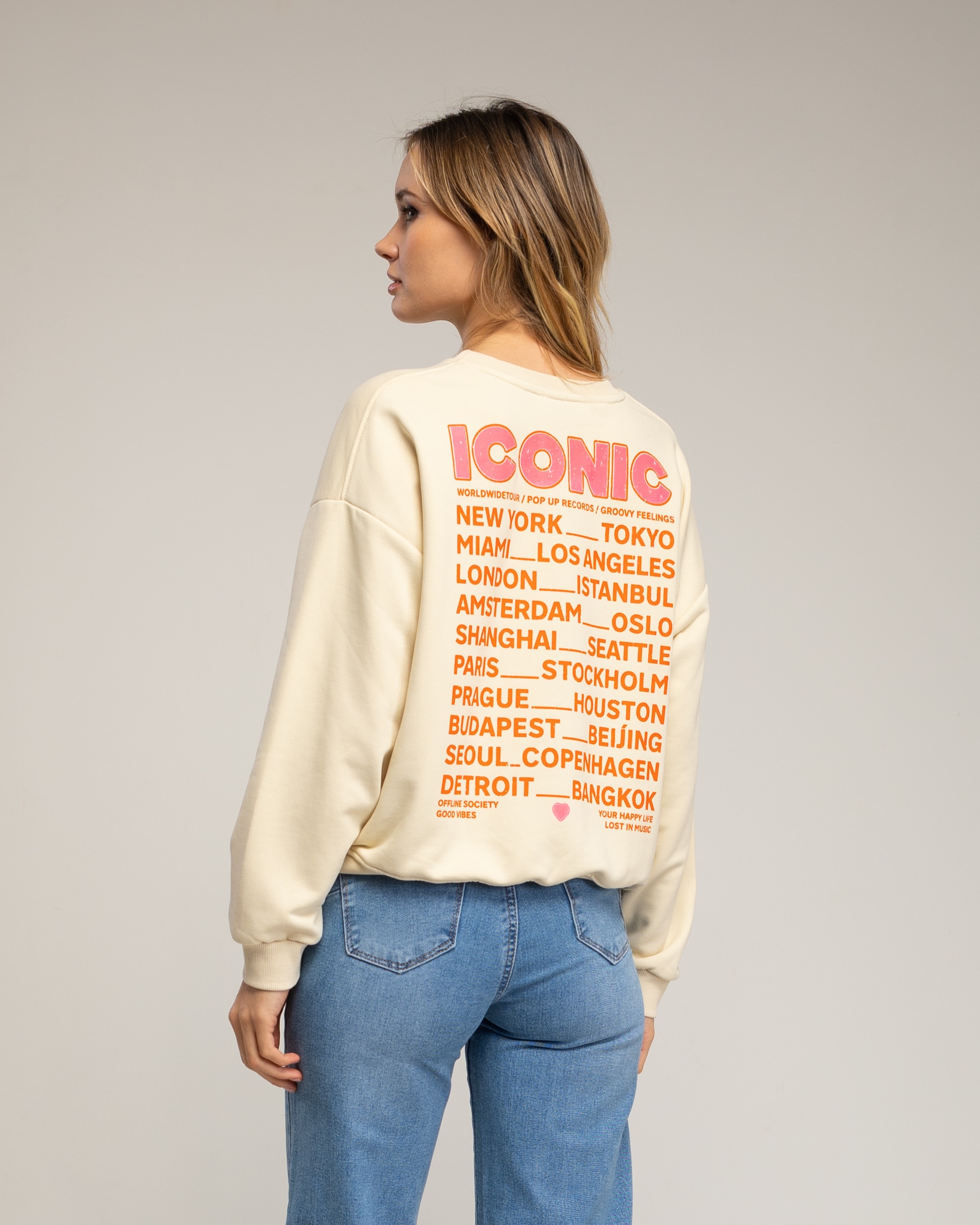 Sudadera de mujer con tecto iconic fluor - Tantra - Beige Beige-2