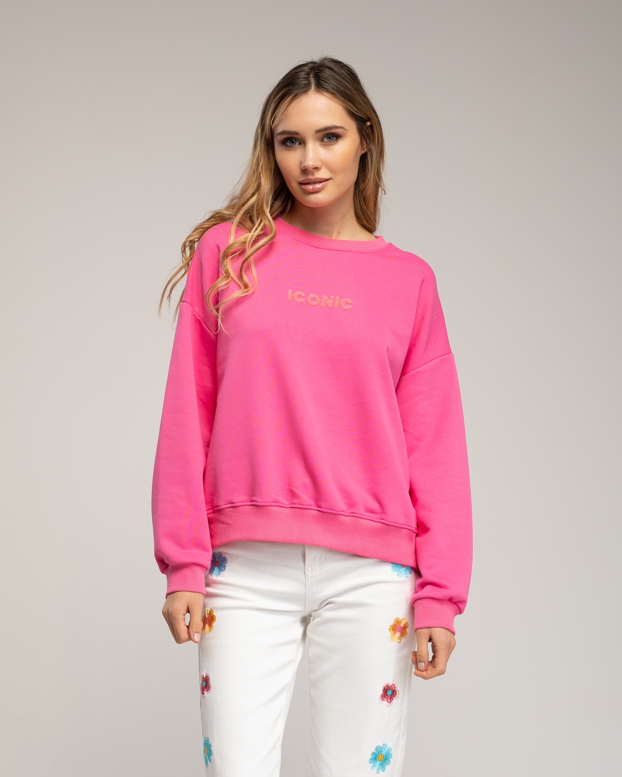 Sudadera de mujer con tecto iconic fluor - Tantra - Fucsia Fucsia-1