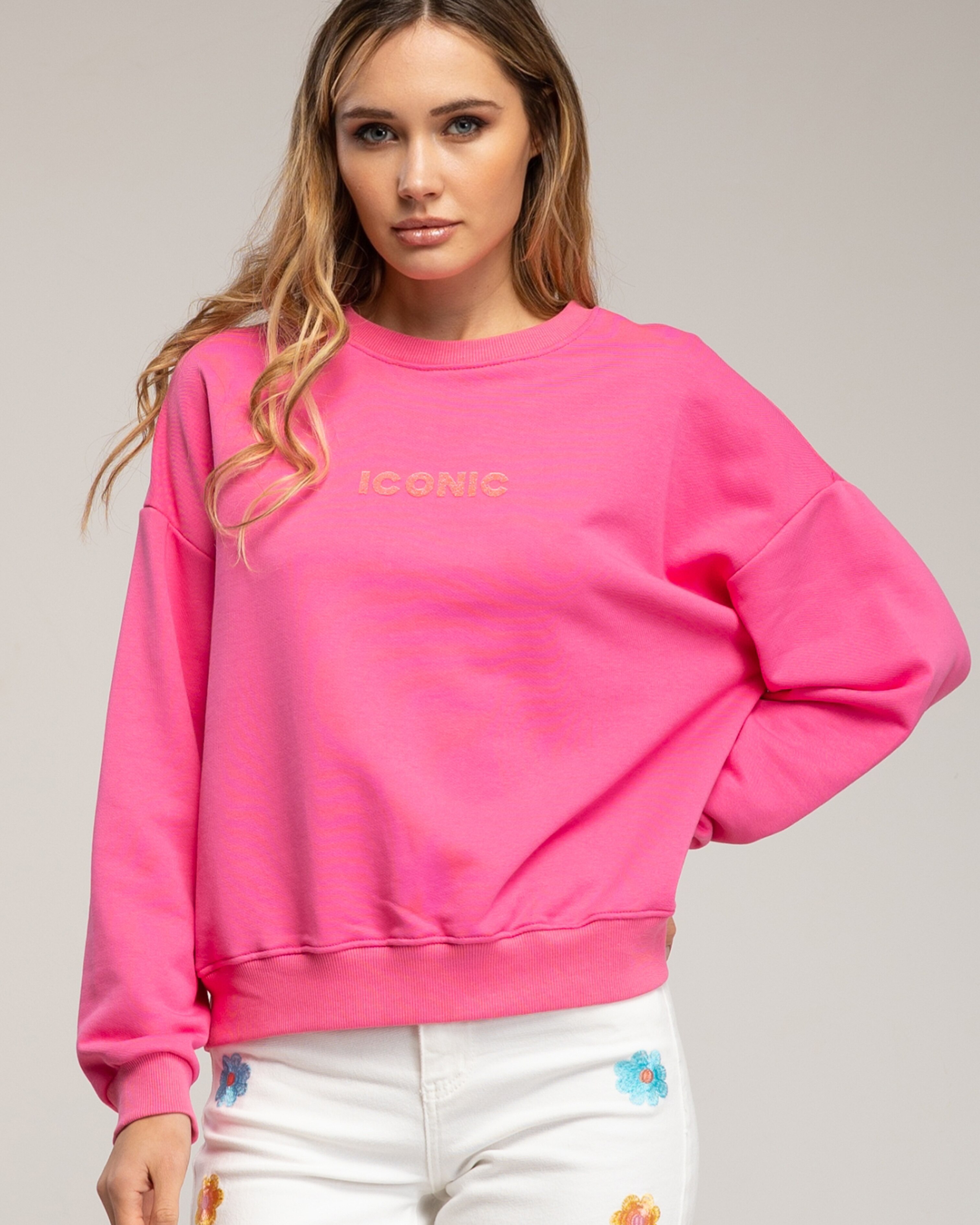 Sudadera de mujer con tecto iconic fluor - Tantra - Fucsia Fucsia-3
