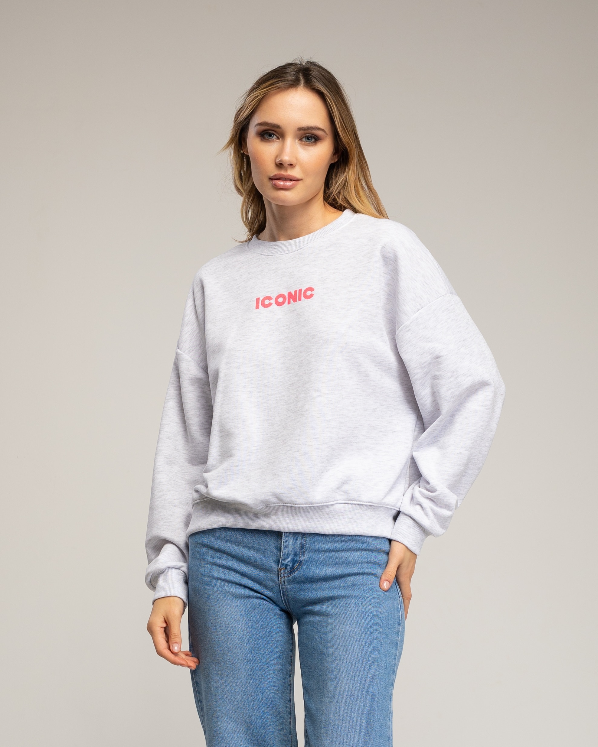Sudadera de mujer con tecto iconic fluor - Tantra - Gris Gris-1