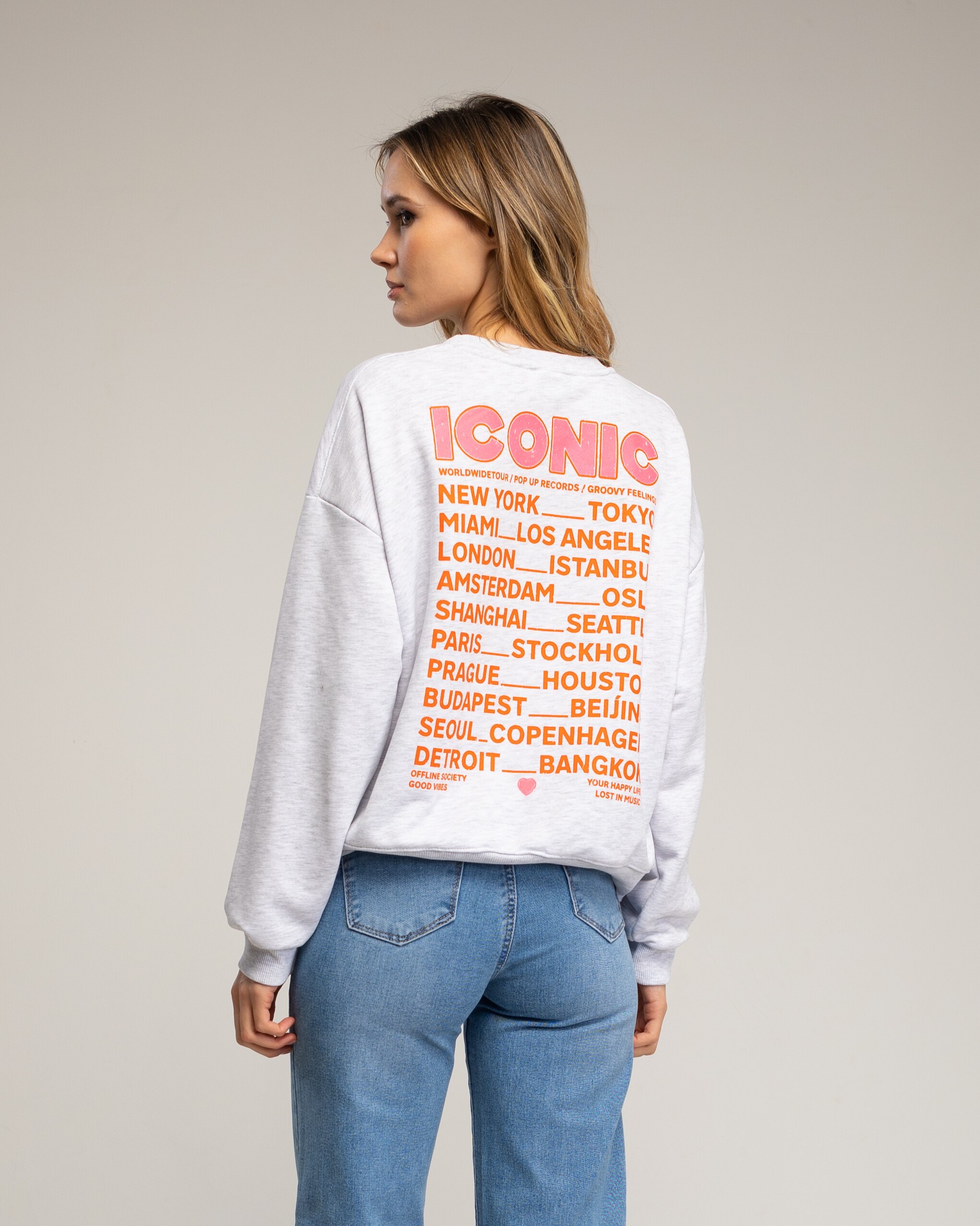 Sudadera de mujer con tecto iconic fluor - Tantra - Gris Gris-2