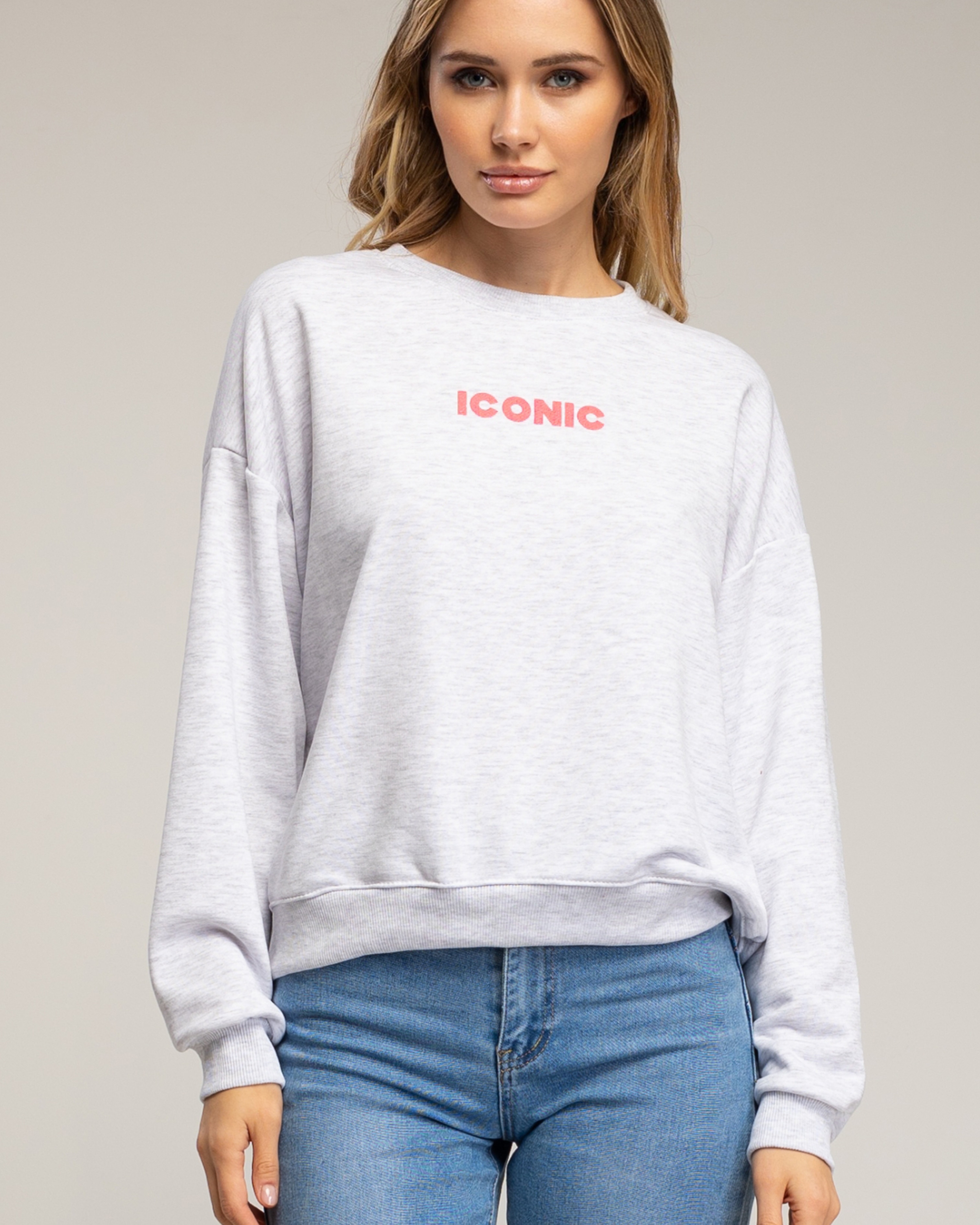 Sudadera de mujer con tecto iconic fluor - Tantra - Gris Gris-3