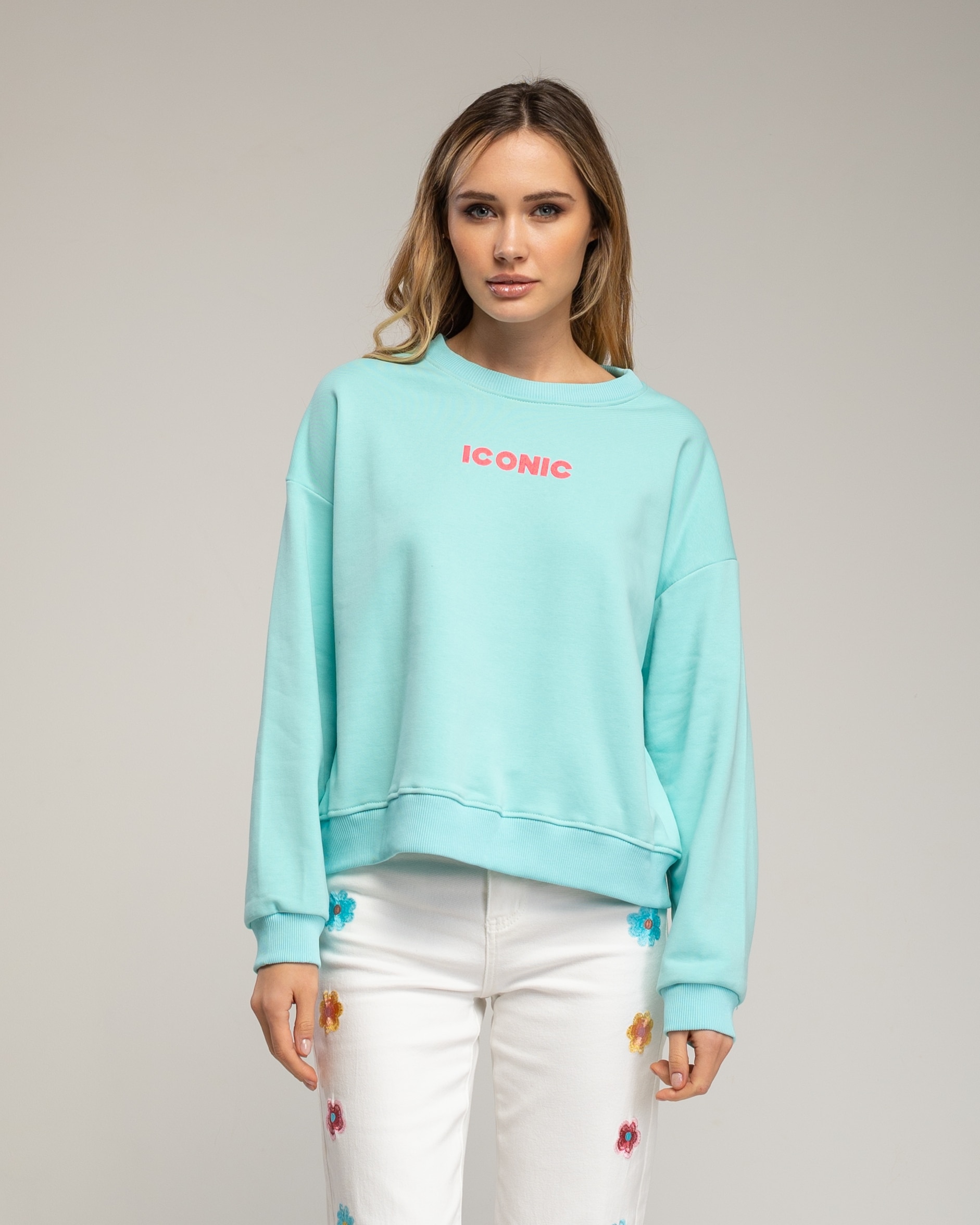 Sudadera de mujer con tecto iconic fluor - Tantra - Turquesa Turquesa-1