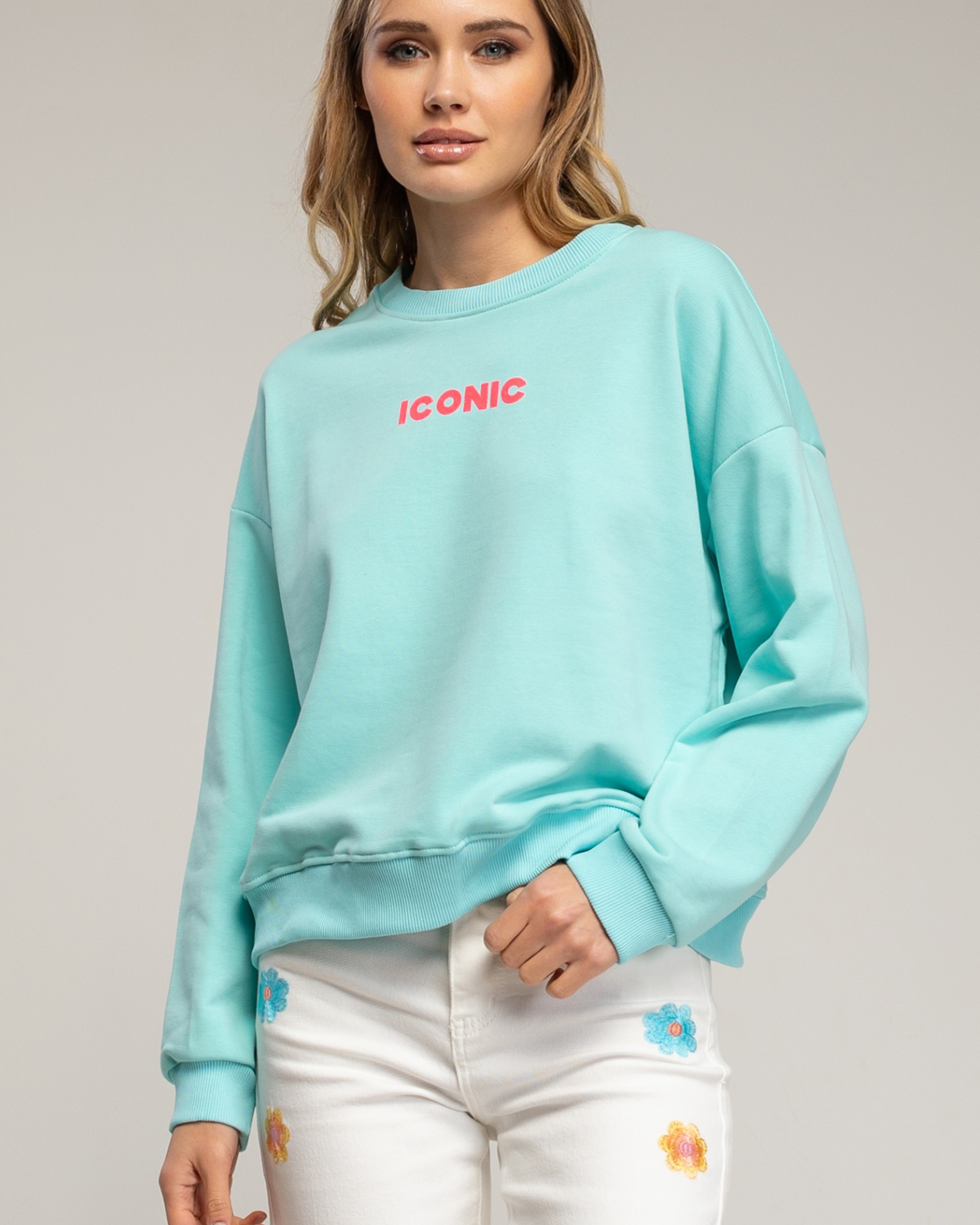 Sudadera de mujer con tecto iconic fluor - Tantra - Turquesa Turquesa-3