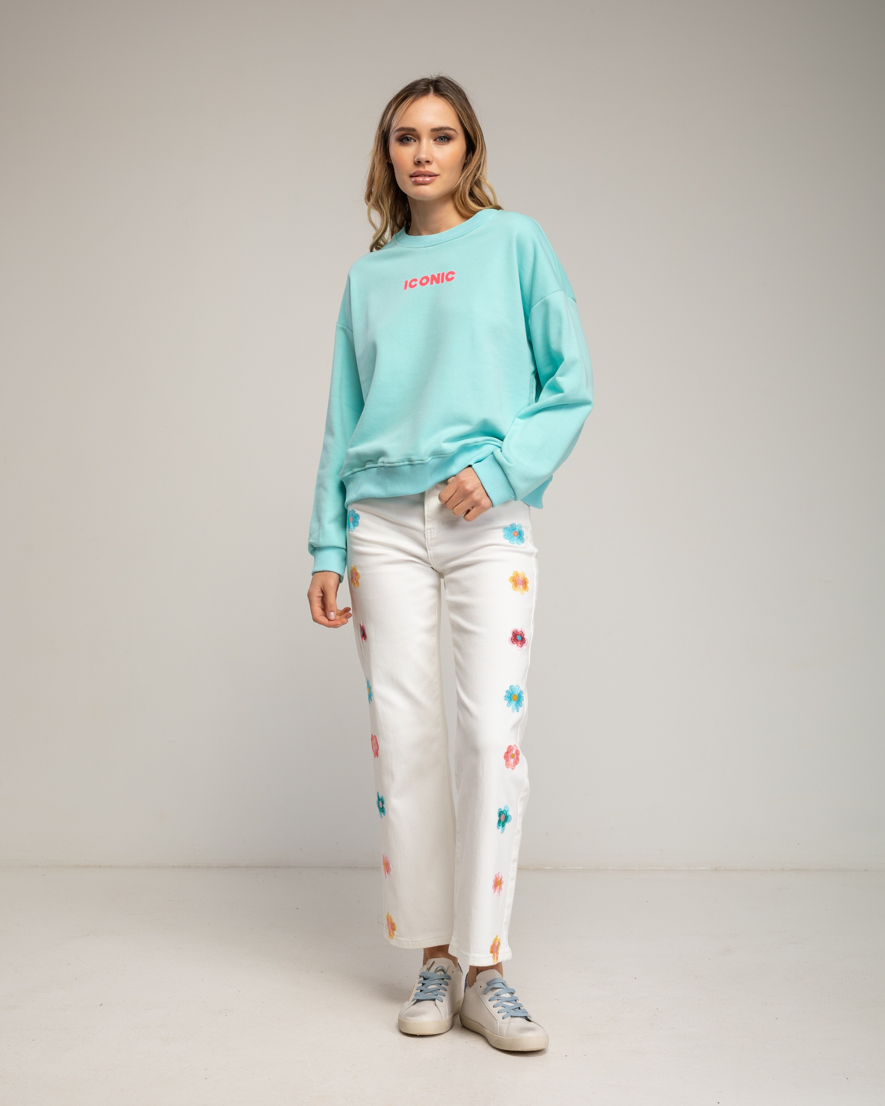Sudadera de mujer con tecto iconic fluor - Tantra - Turquesa Turquesa-4