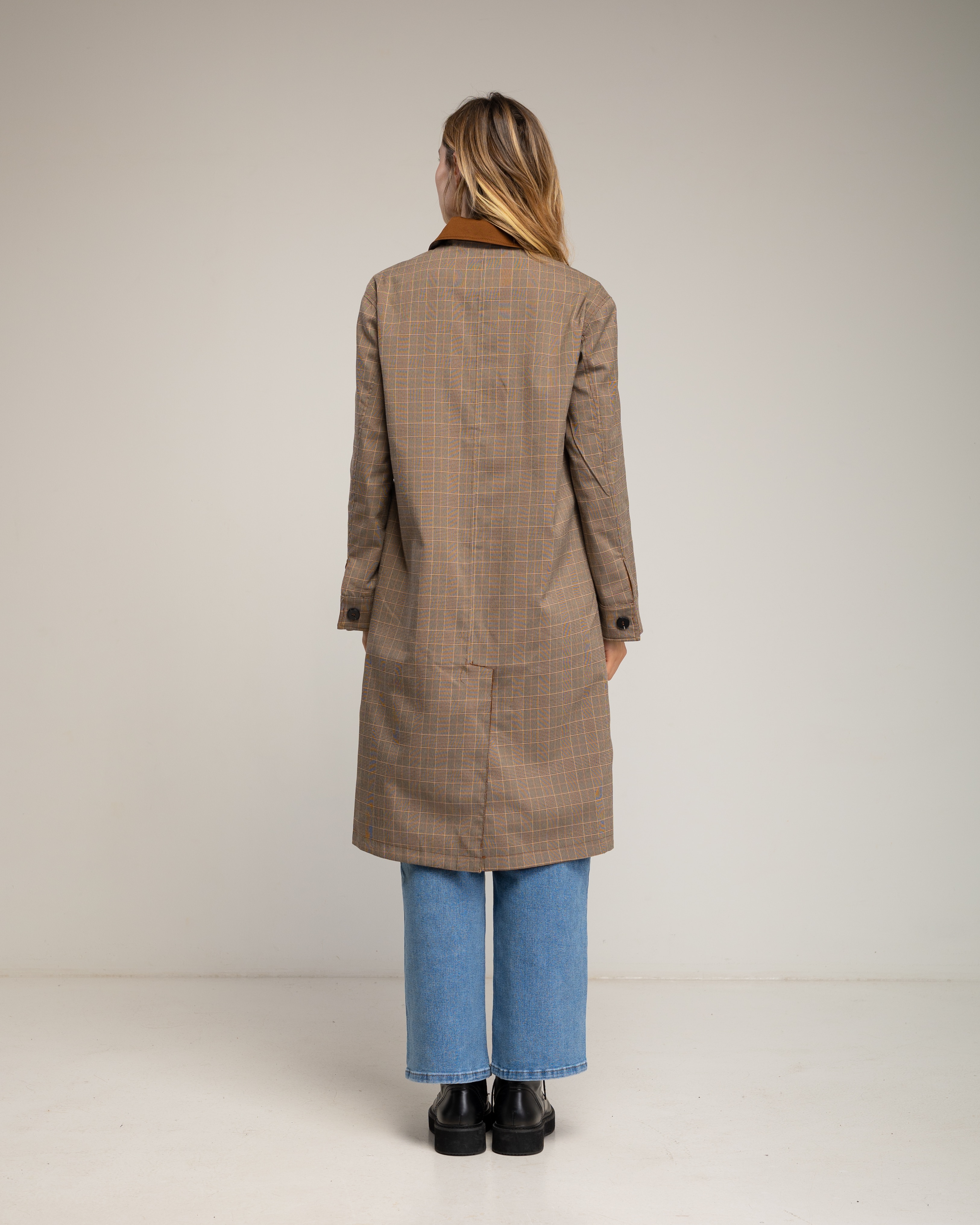 Gabardina de mujer larga con algodón reversible - Tantra - Marrón Marrón-3
