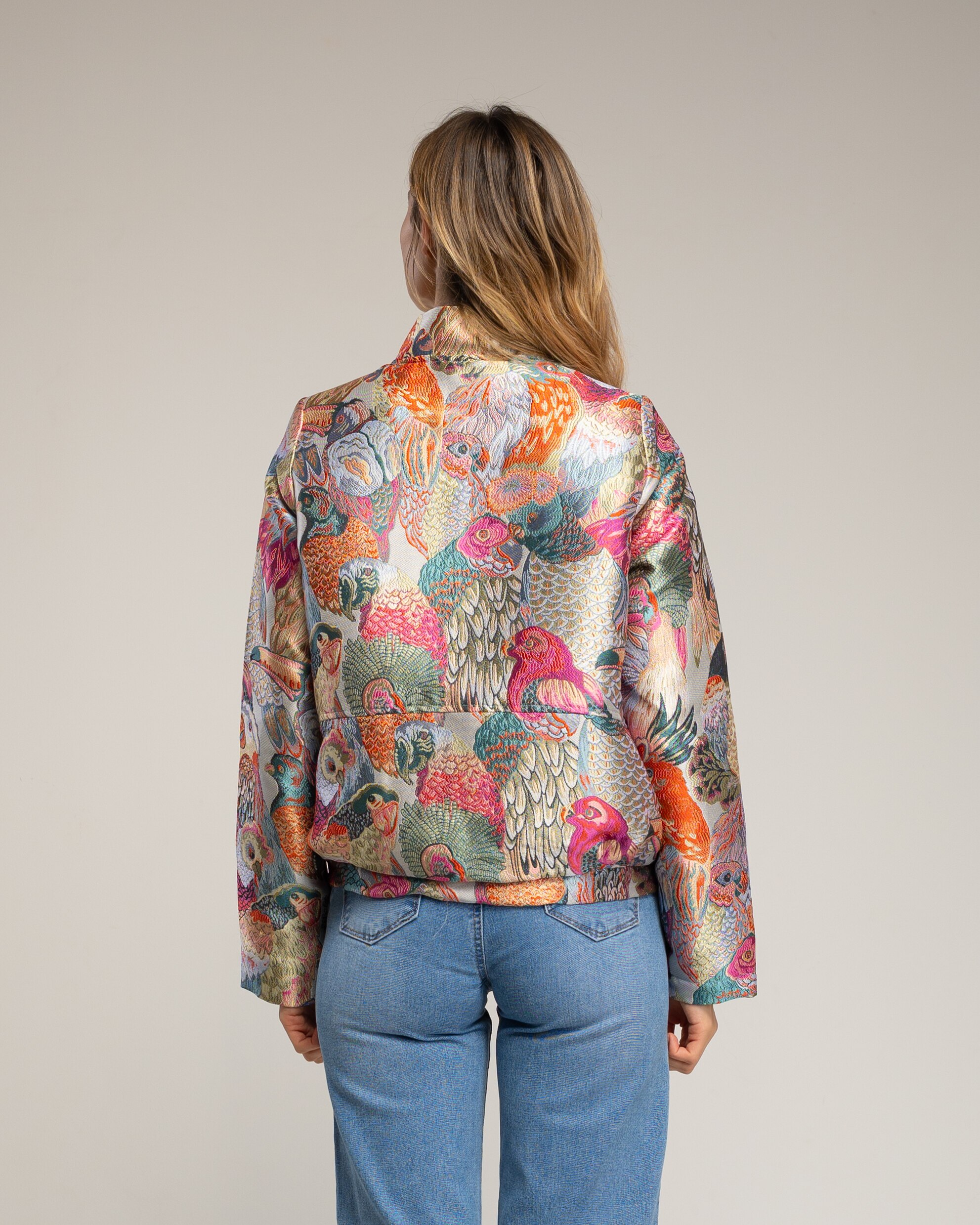 Bomber de mujer con estampado de brocado - Tantra - Fucsia / Negro Fucsia / Negro-2