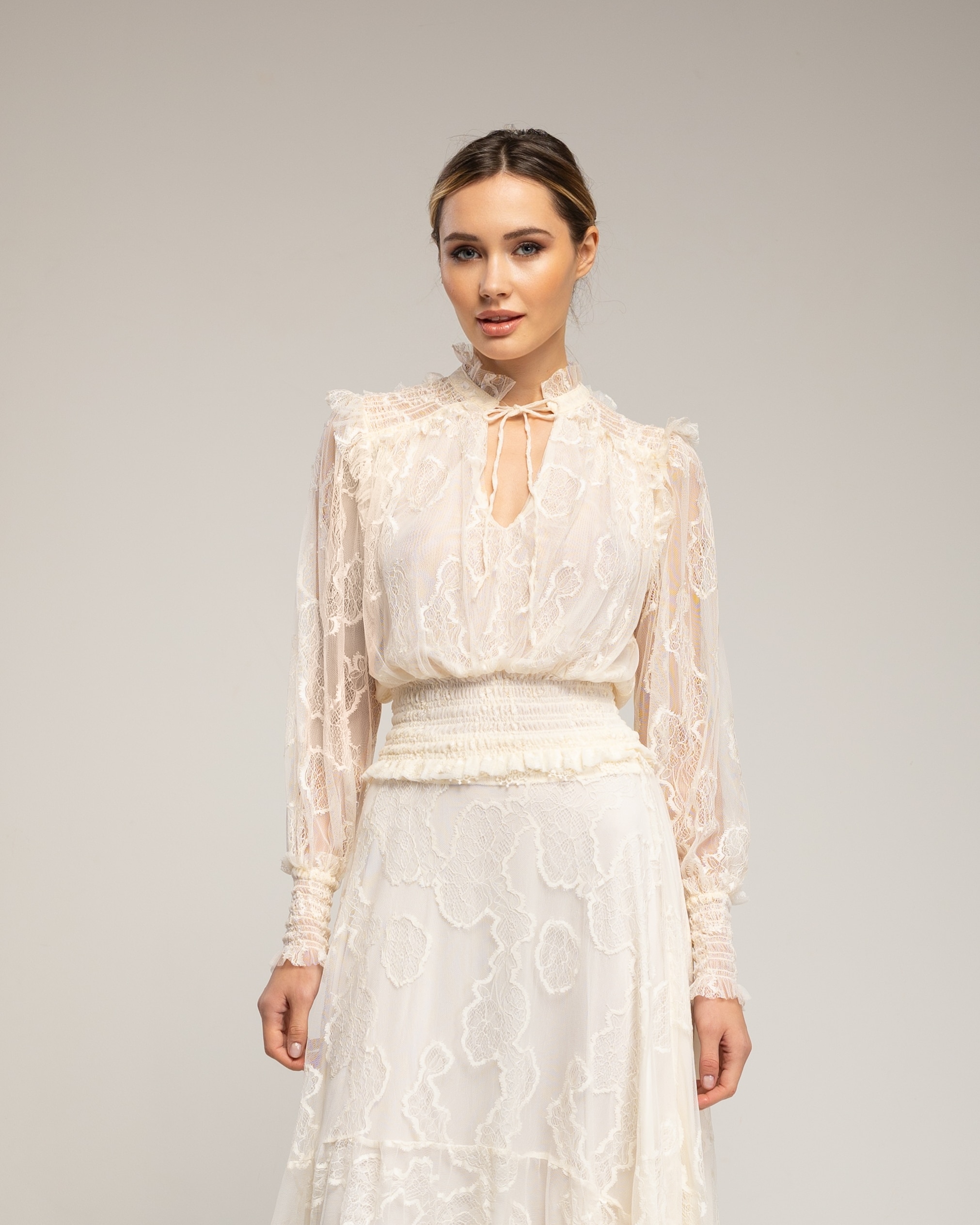 Top de mujer de encaje con elástico - Tantra - Beige Beige-1