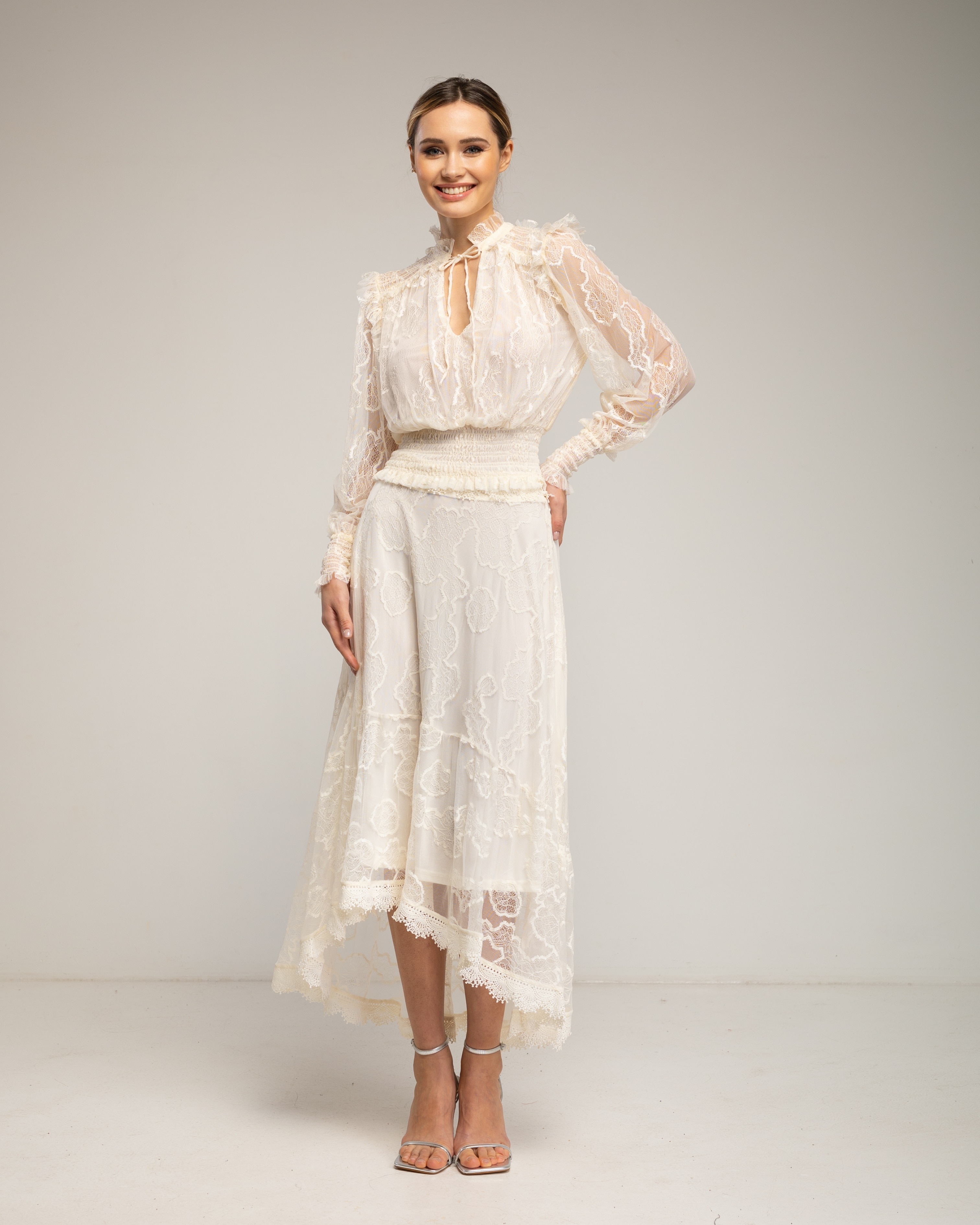 Top de mujer de encaje con elástico - Tantra - Beige Beige-4