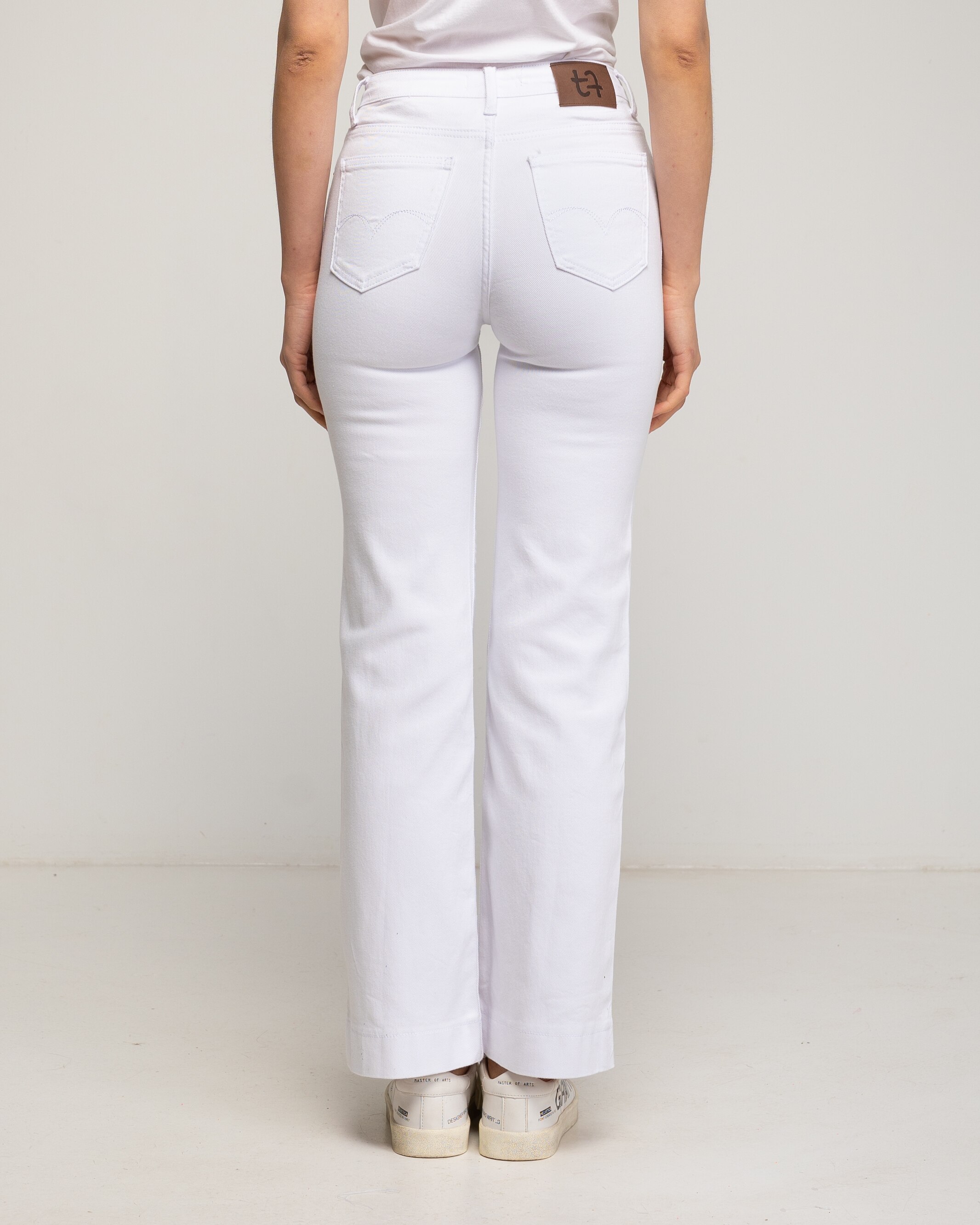 Vaqueros rectos de mujer de corte recto push up básico ancho de tiro alto - Tantra - Blanco Blanco-3
