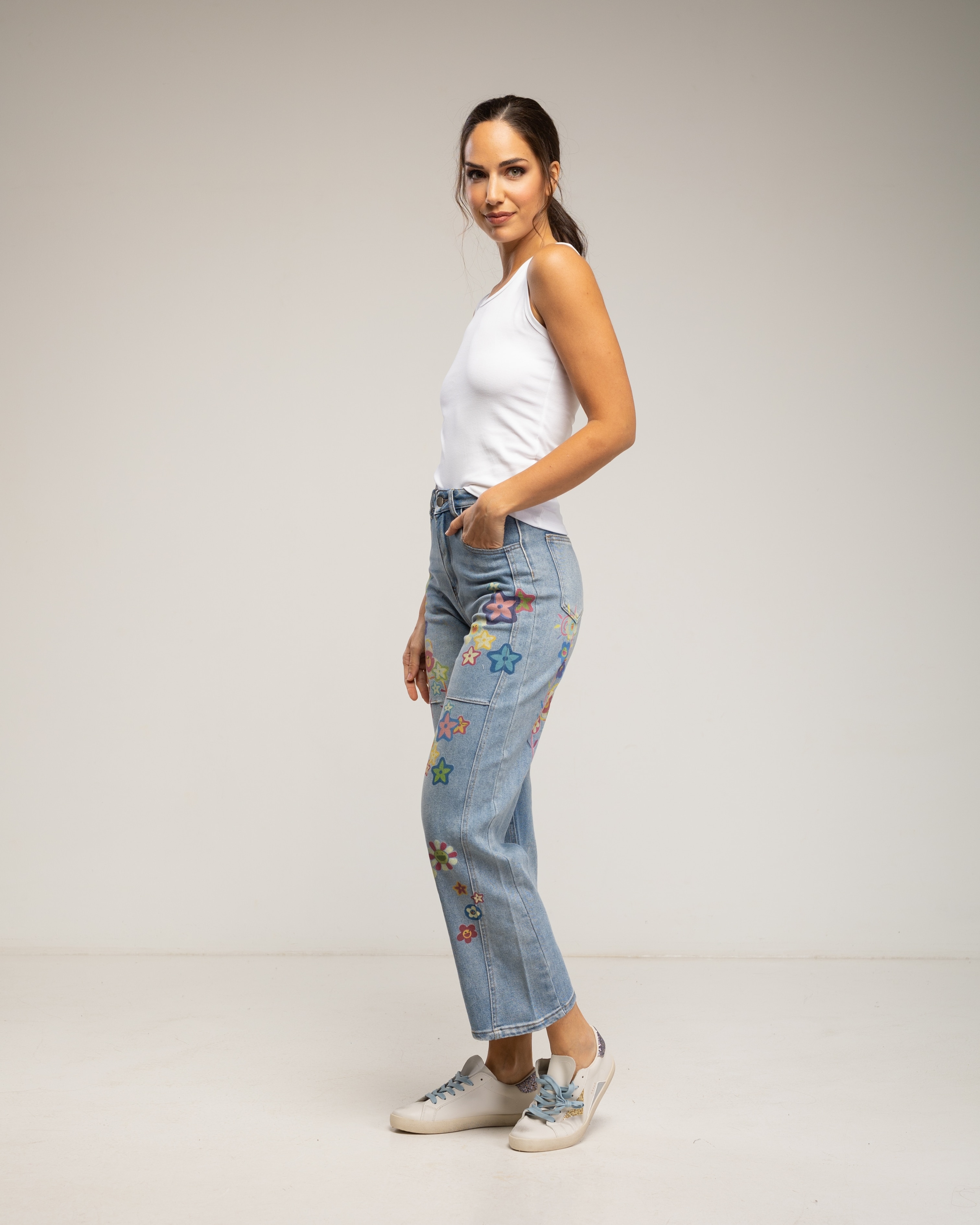 Camiseta de mujer tirantes con alas de strass en la espalda - Tantra - Blanco Blanco-4