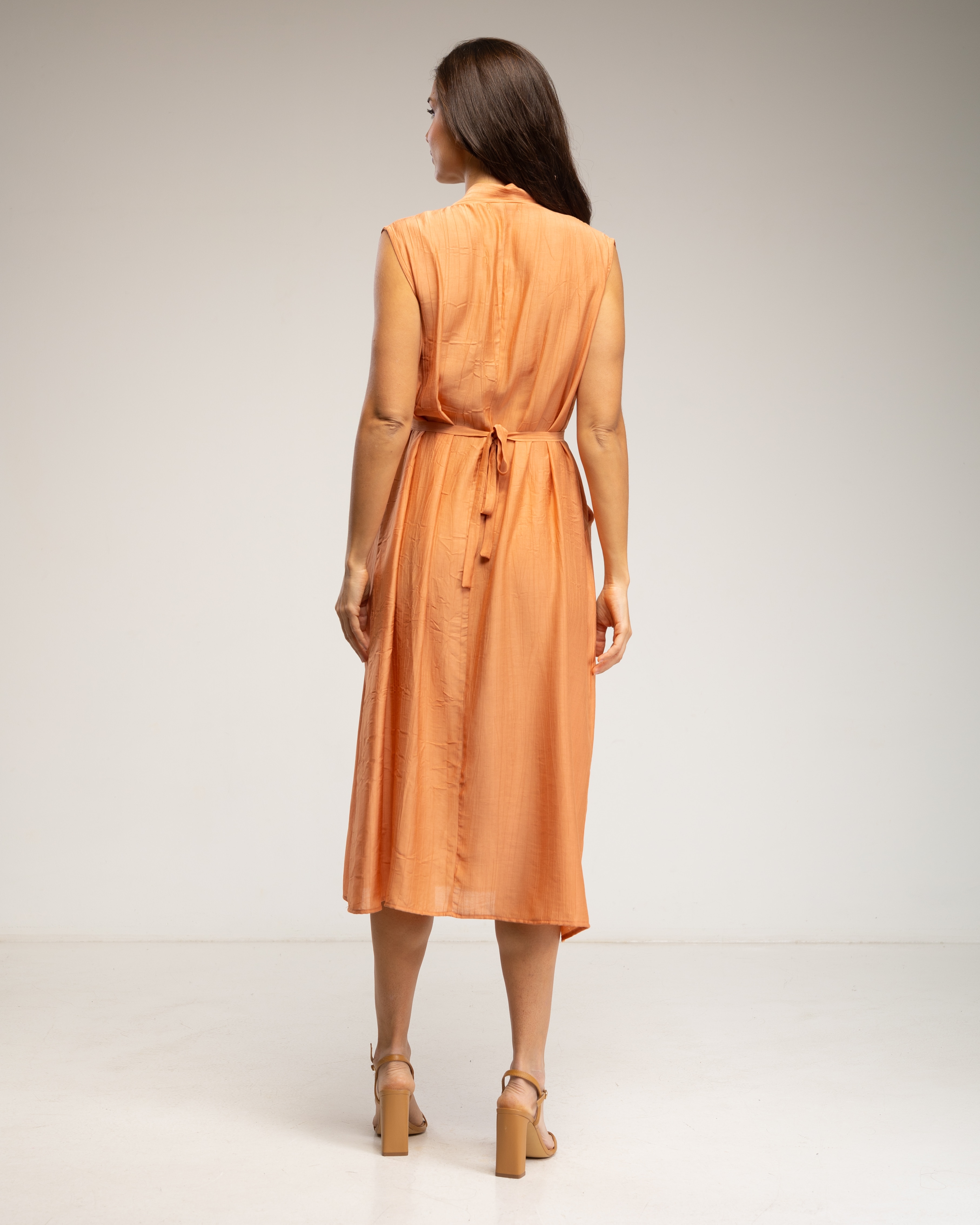 Vestido sin mangas con cuello cruzado - Tantra - Salmón Salmón-3
